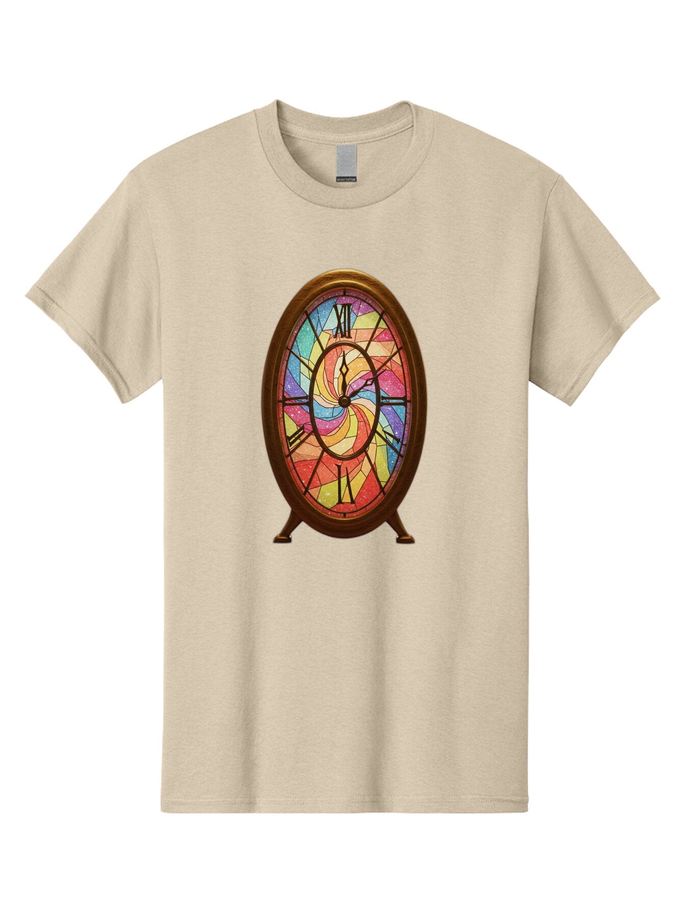Stained-Glass-Clock Men'S Graphic Tee, 100% Cotton, Comfortable Casual Summer Wear, Machine Washable, Vintage Camera, Old Camera, Antique Camera, Black Camera, Classic Photography, Photography Equipment, Nostalgic Device, Film Camera, Baq057 6
