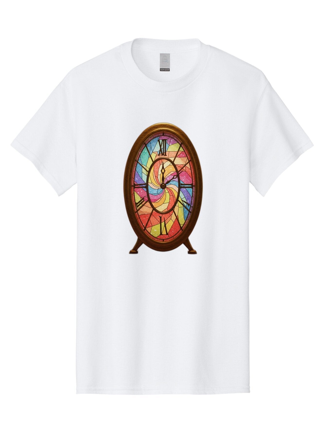 Stained-Glass-Clock Men'S Graphic Tee, 100% Cotton, Comfortable Casual Summer Wear, Machine Washable, Vintage Camera, Old Camera, Antique Camera, Black Camera, Classic Photography, Photography Equipment, Nostalgic Device, Film Camera, Baq057 8