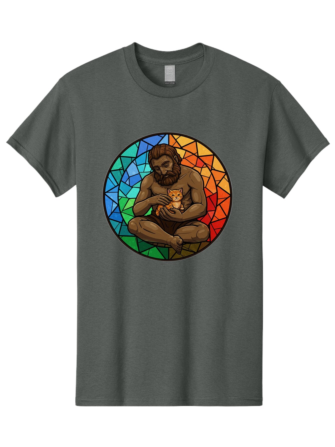 Stained-Glass-Jesus-And-Kitten Men'S Graphic Tee, 100% Cotton, Comfortable Casual Summer Wear, Machine Washable, Vintage Camera, Old Camera, Antique Camera, Black Camera, Classic Photography, Photography Equipment, Nostalgic Device, Baq060 7