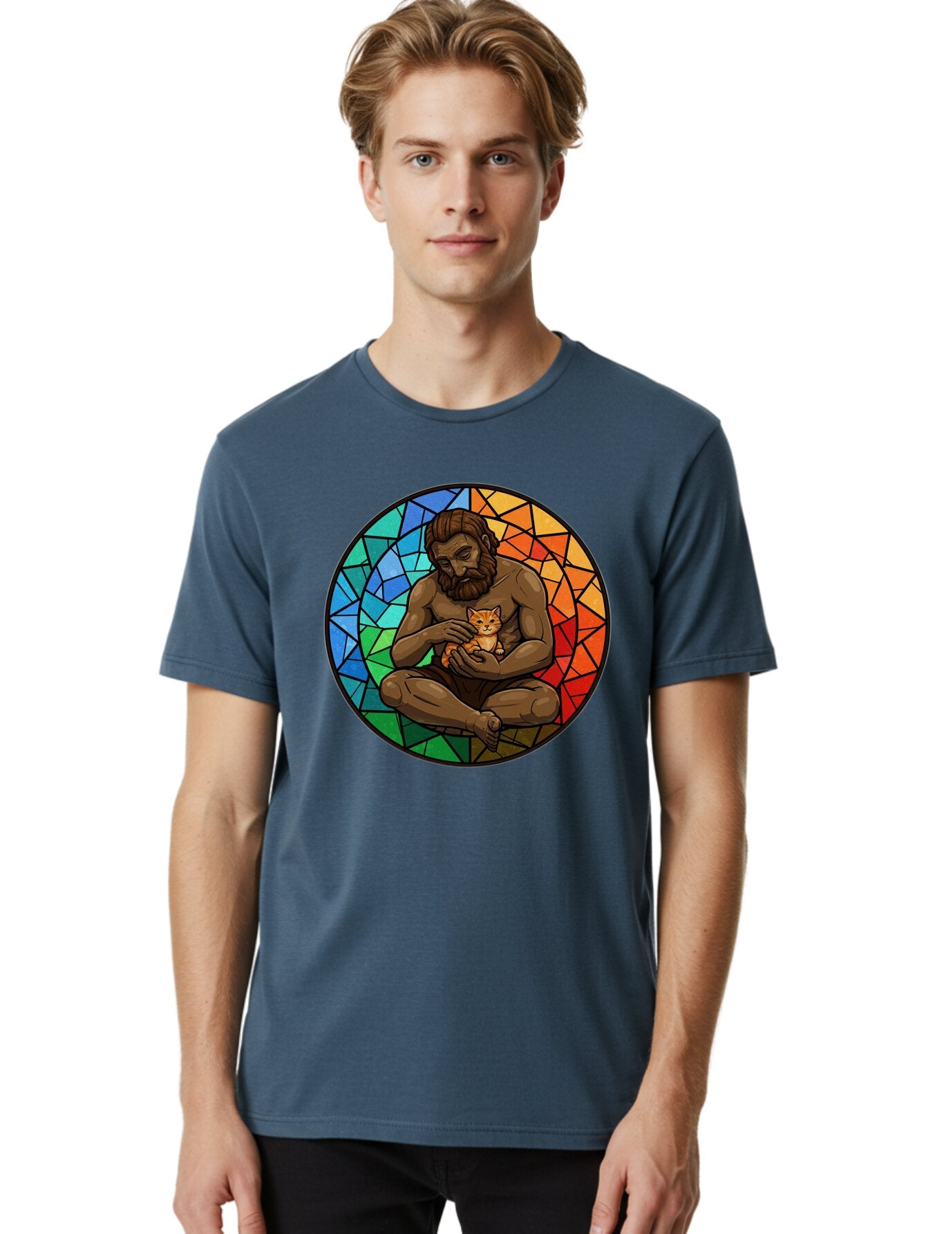 Stained-Glass-Jesus-And-Kitten Men'S Graphic Tee, 100% Cotton, Comfortable Casual Summer Wear, Machine Washable, Vintage Camera, Old Camera, Antique Camera, Black Camera, Classic Photography, Photography Equipment, Nostalgic Device, Baq060 20