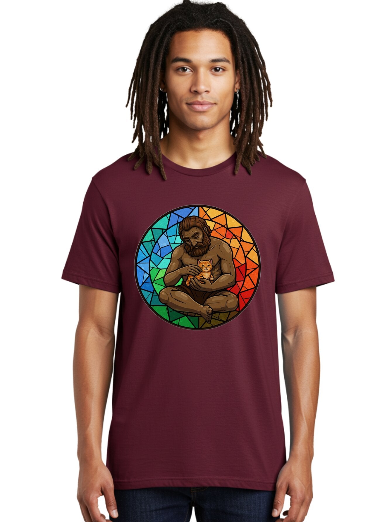 Stained-Glass-Jesus-And-Kitten Men'S Graphic Tee, 100% Cotton, Comfortable Casual Summer Wear, Machine Washable, Vintage Camera, Old Camera, Antique Camera, Black Camera, Classic Photography, Photography Equipment, Nostalgic Device, Baq060 18