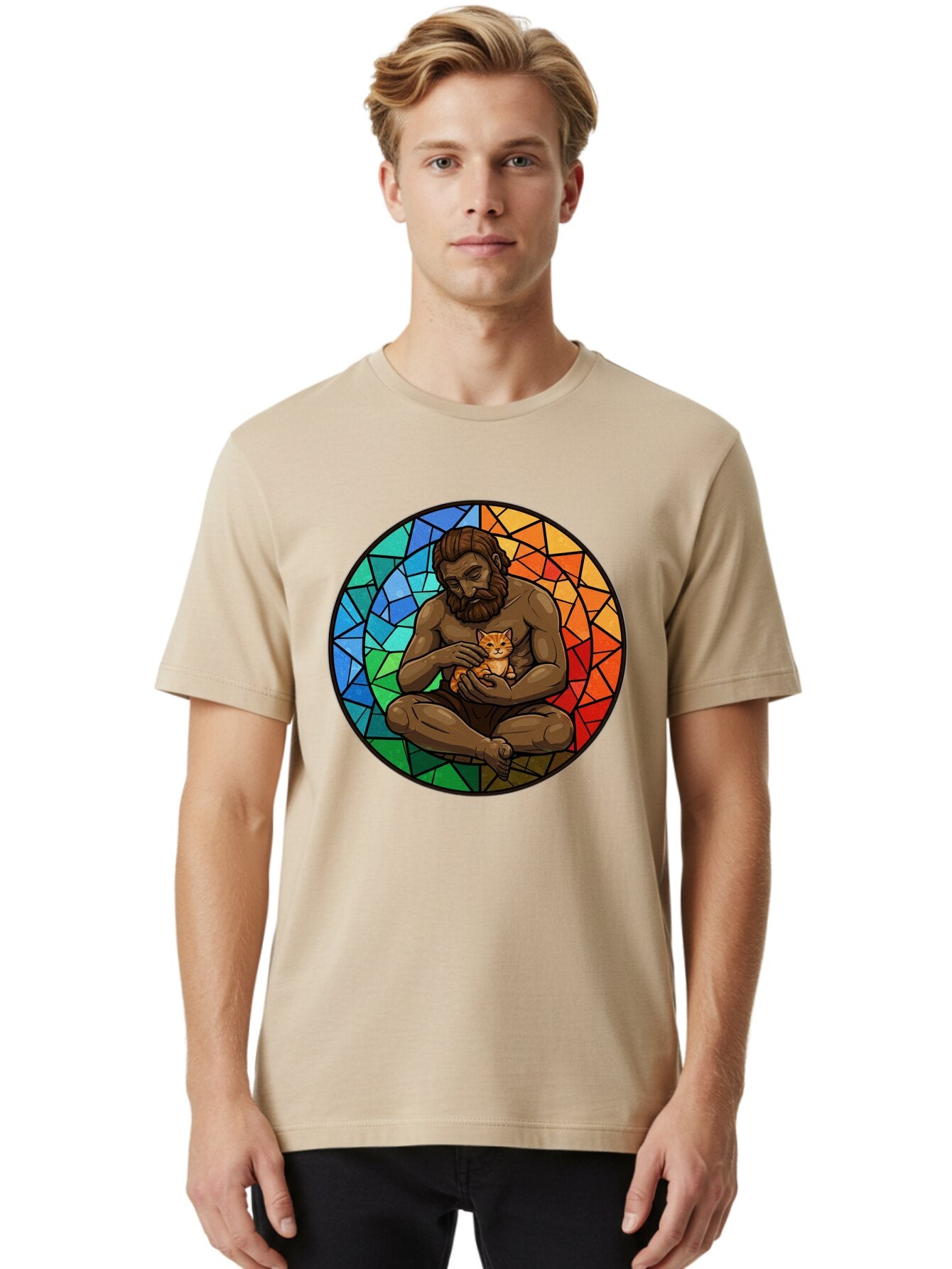Stained-Glass-Jesus-And-Kitten Men'S Graphic Tee, 100% Cotton, Comfortable Casual Summer Wear, Machine Washable, Vintage Camera, Old Camera, Antique Camera, Black Camera, Classic Photography, Photography Equipment, Nostalgic Device, Baq060 27