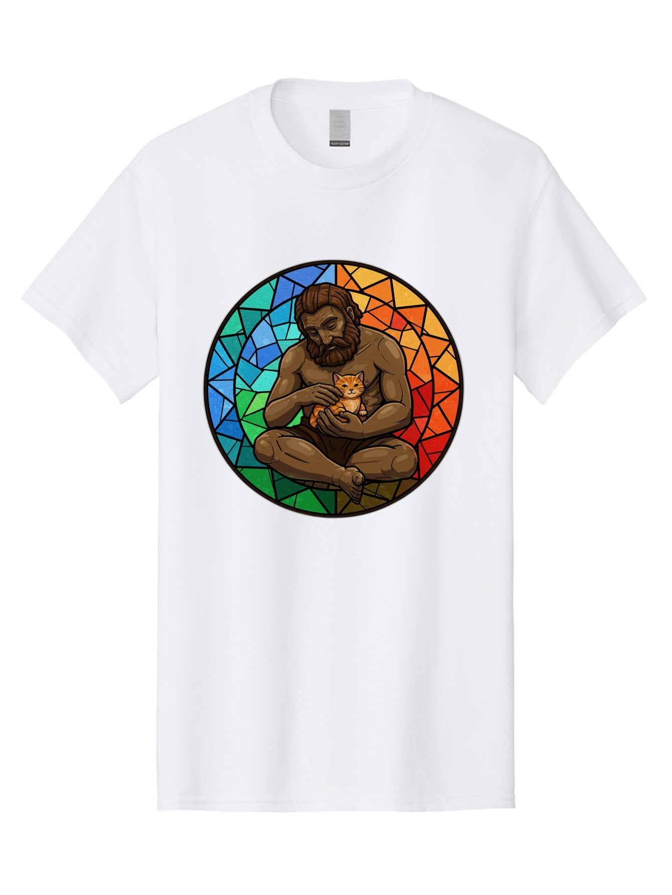 Stained-Glass-Jesus-And-Kitten Men'S Graphic Tee, 100% Cotton, Comfortable Casual Summer Wear, Machine Washable, Vintage Camera, Old Camera, Antique Camera, Black Camera, Classic Photography, Photography Equipment, Nostalgic Device, Baq060 2