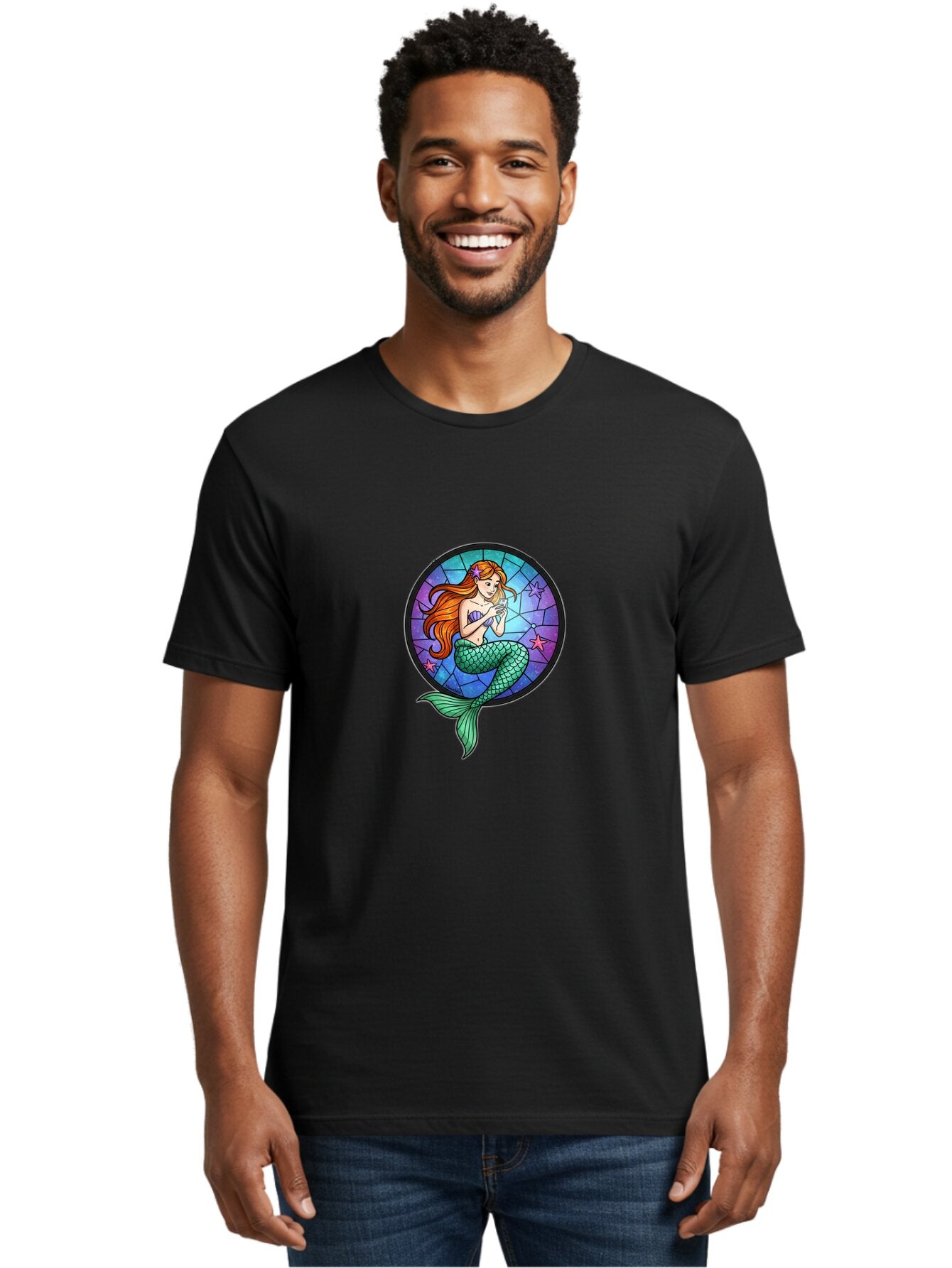 Stained-Glass-Mermaid Men'S Graphic Tee, 100% Cotton, Comfortable Casual Summer Wear, Machine Washable, Vintage Camera, Old Camera, Antique Camera, Black Camera, Classic Photography, Photography Equipment, Nostalgic Device, Film Camera, Baq061 24