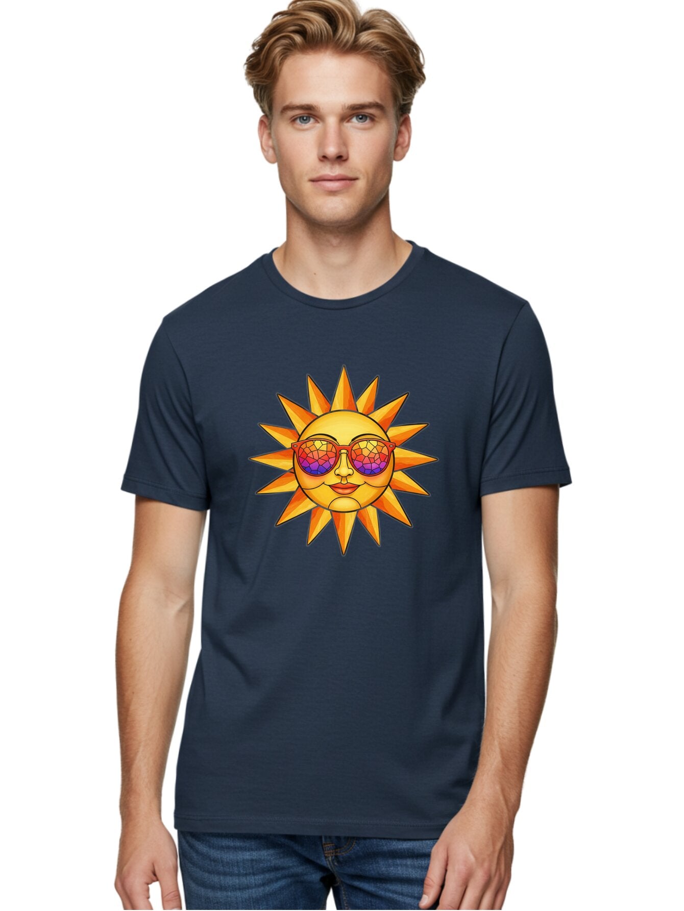 Stained-Glass-Sun Men'S Graphic Tee, 100% Cotton, Comfortable Casual Summer Wear, Machine Washable, Vintage Camera, Old Camera, Antique Camera, Black Camera, Classic Photography, Photography Equipment, Nostalgic Device, Film Camera, Camera Art Baq062 30