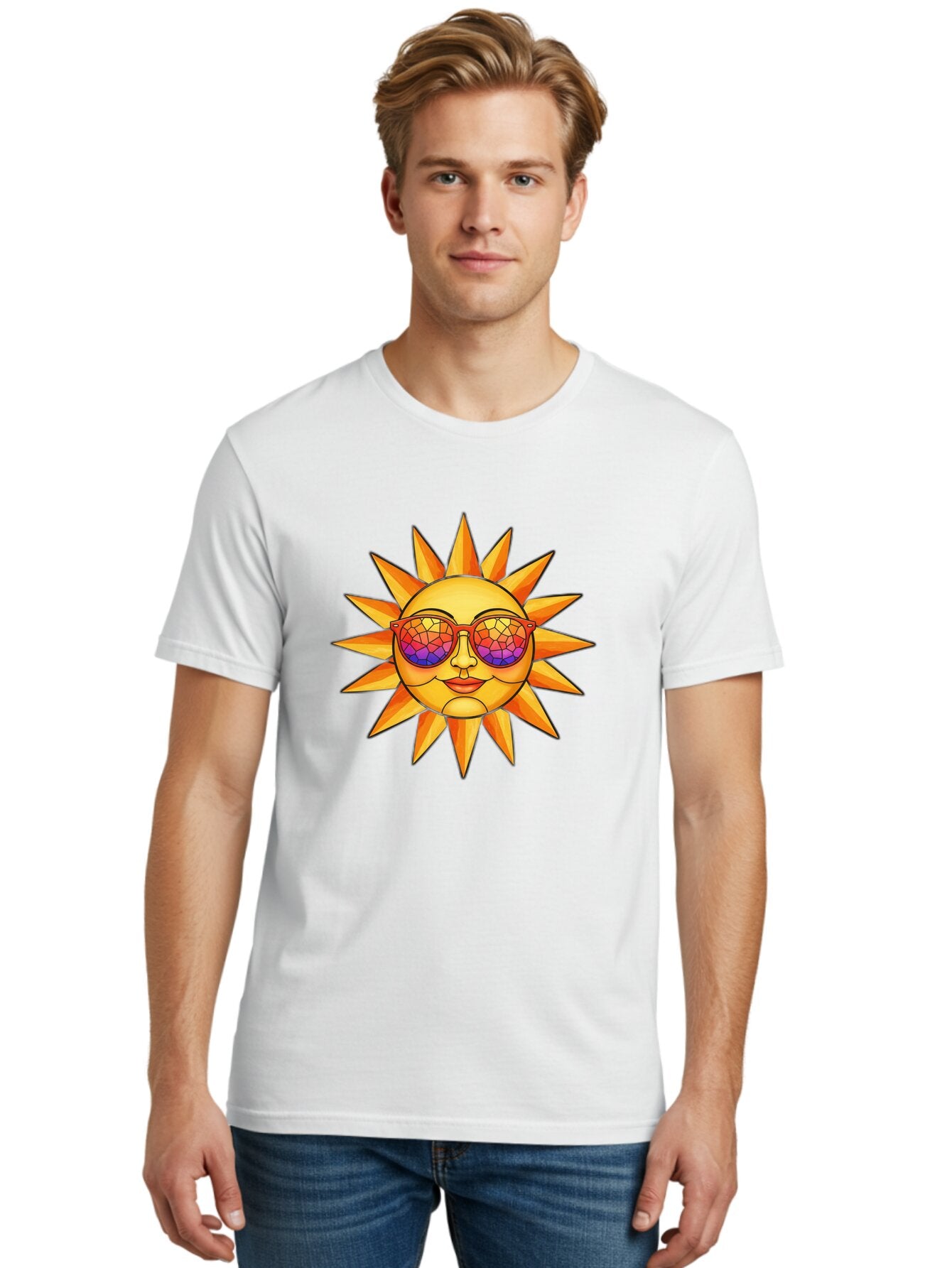 Stained-Glass-Sun Men'S Graphic Tee, 100% Cotton, Comfortable Casual Summer Wear, Machine Washable, Vintage Camera, Old Camera, Antique Camera, Black Camera, Classic Photography, Photography Equipment, Nostalgic Device, Film Camera, Camera Art Baq062 28