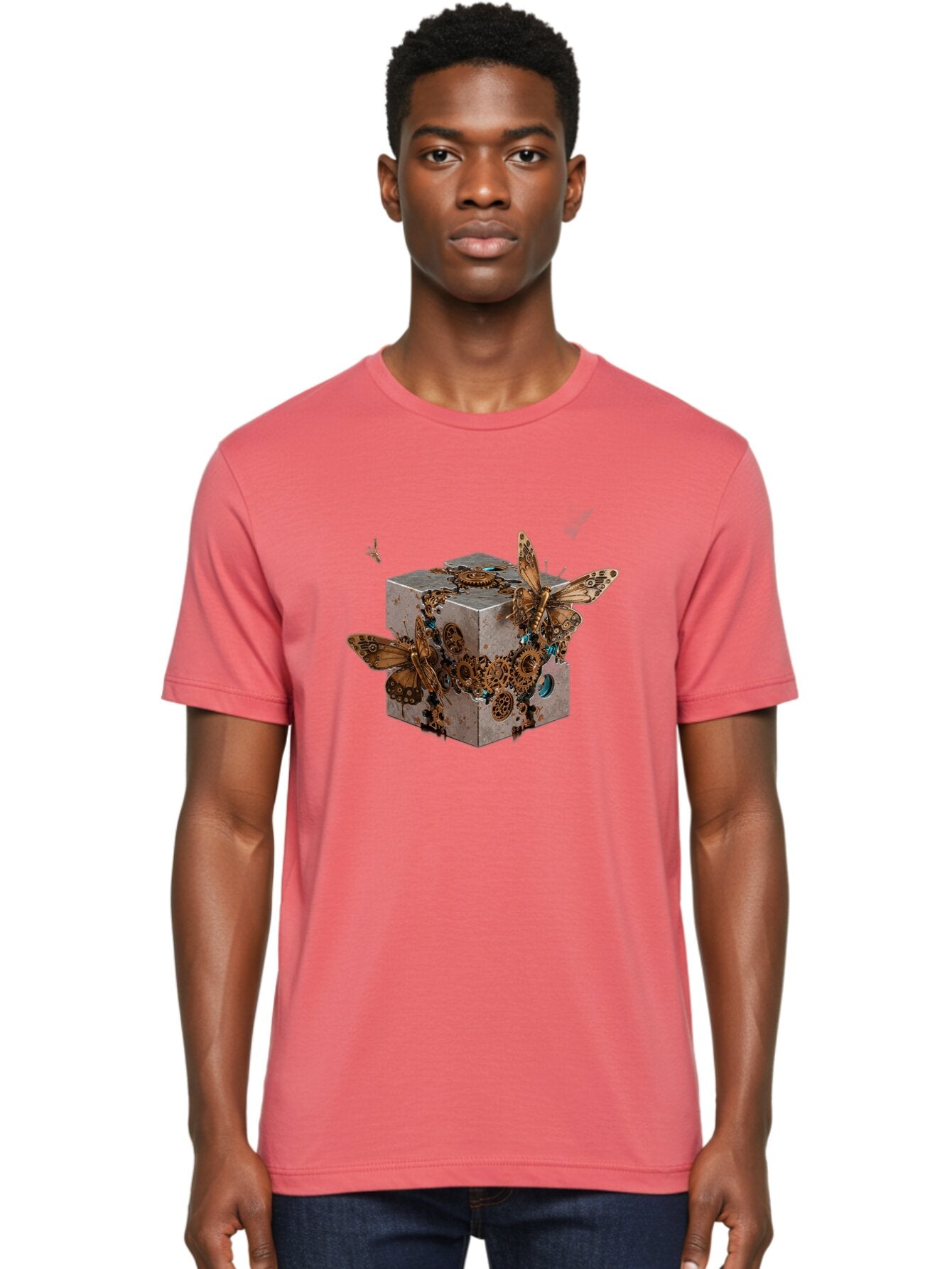 Steampunk-Butterflies Men'S Graphic Tee, 100% Cotton, Comfortable Casual Summer Wear, Machine Washable, Vintage Camera, Old Camera, Antique Camera, Black Camera, Classic Photography, Photography Equipment, Nostalgic Device, Film Camera, Baq068 28