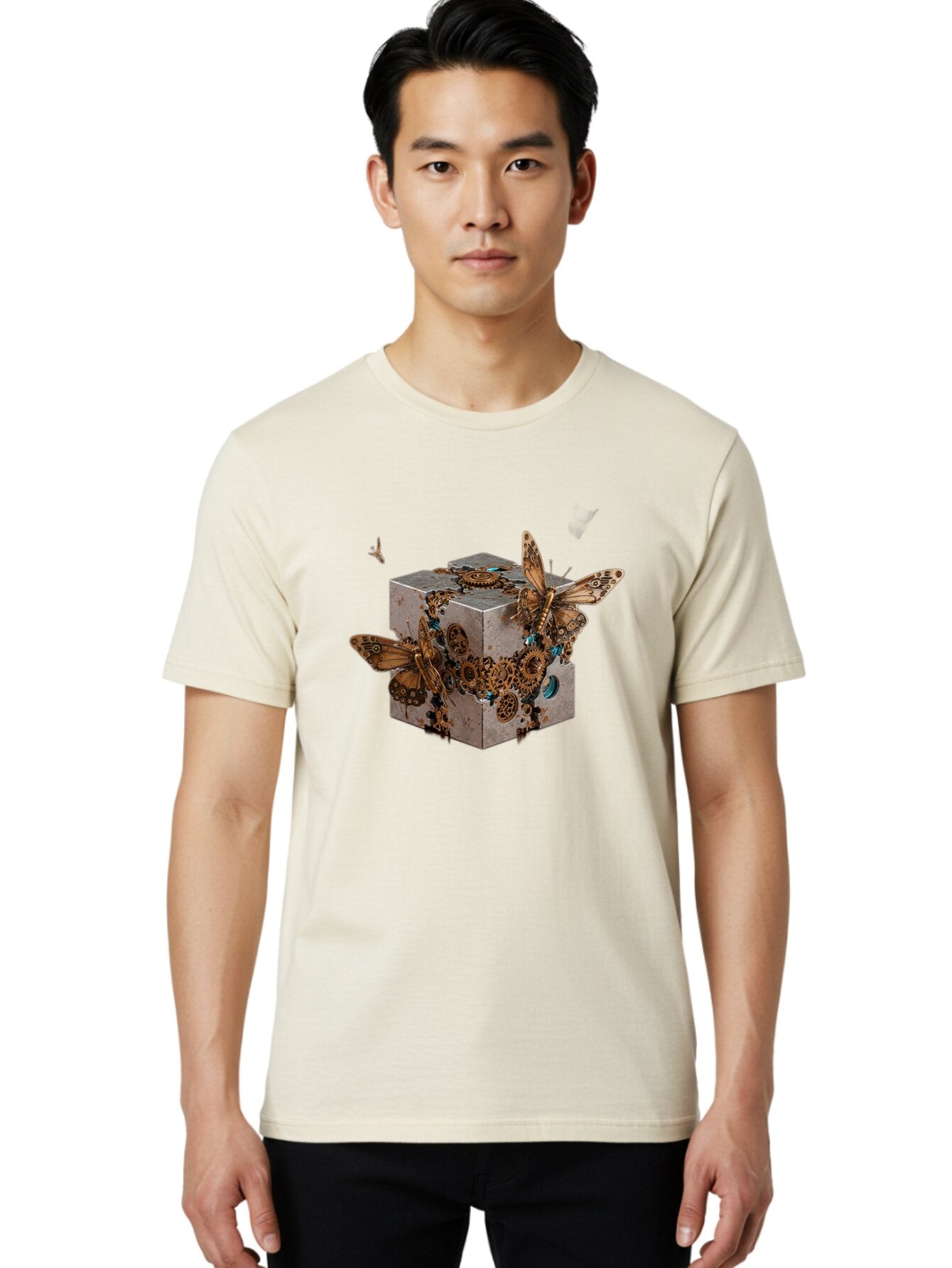 Steampunk-Butterflies Men'S Graphic Tee, 100% Cotton, Comfortable Casual Summer Wear, Machine Washable, Vintage Camera, Old Camera, Antique Camera, Black Camera, Classic Photography, Photography Equipment, Nostalgic Device, Film Camera, Baq068 27