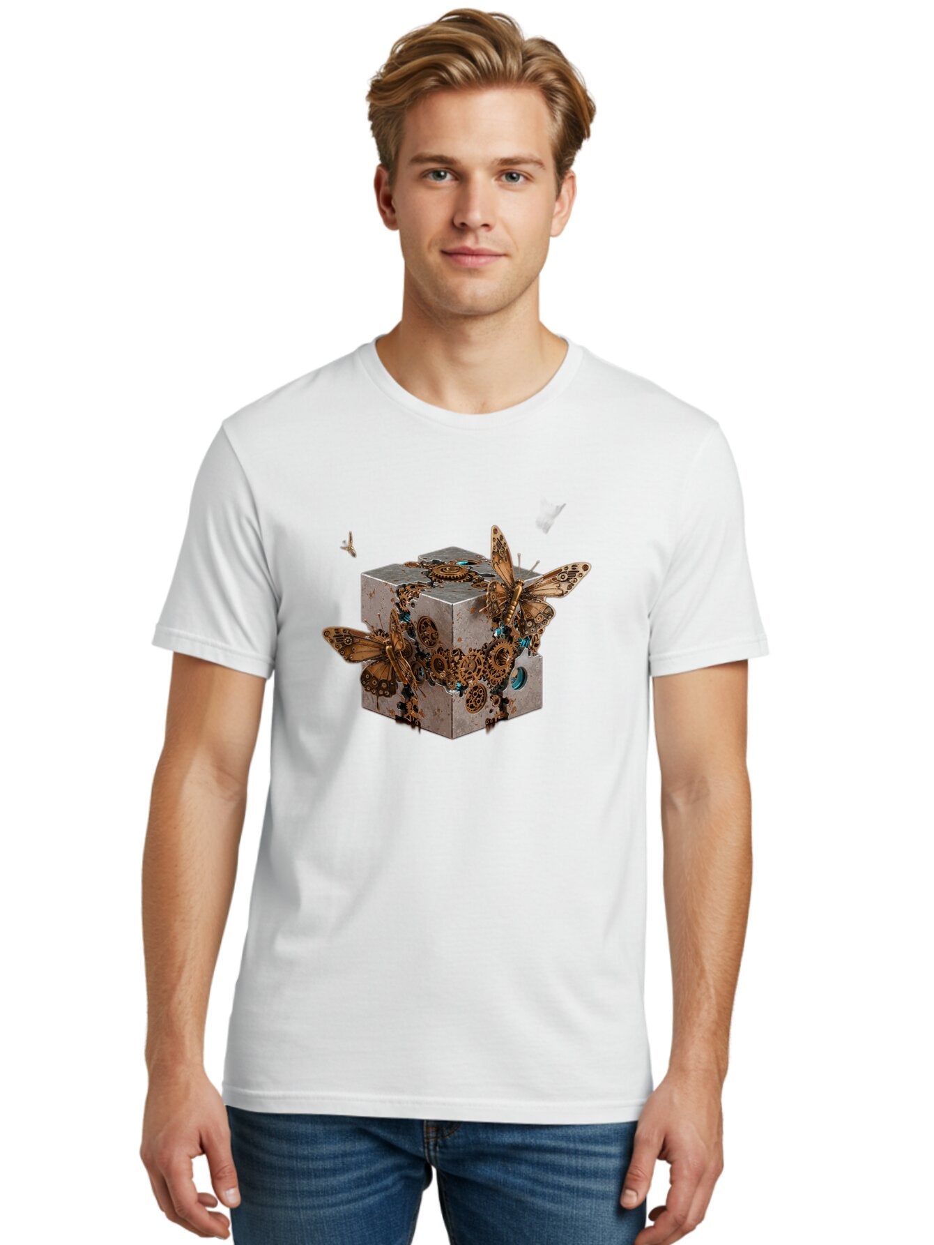 Steampunk-Butterflies Men'S Graphic Tee, 100% Cotton, Comfortable Casual Summer Wear, Machine Washable, Vintage Camera, Old Camera, Antique Camera, Black Camera, Classic Photography, Photography Equipment, Nostalgic Device, Film Camera, Baq068 18