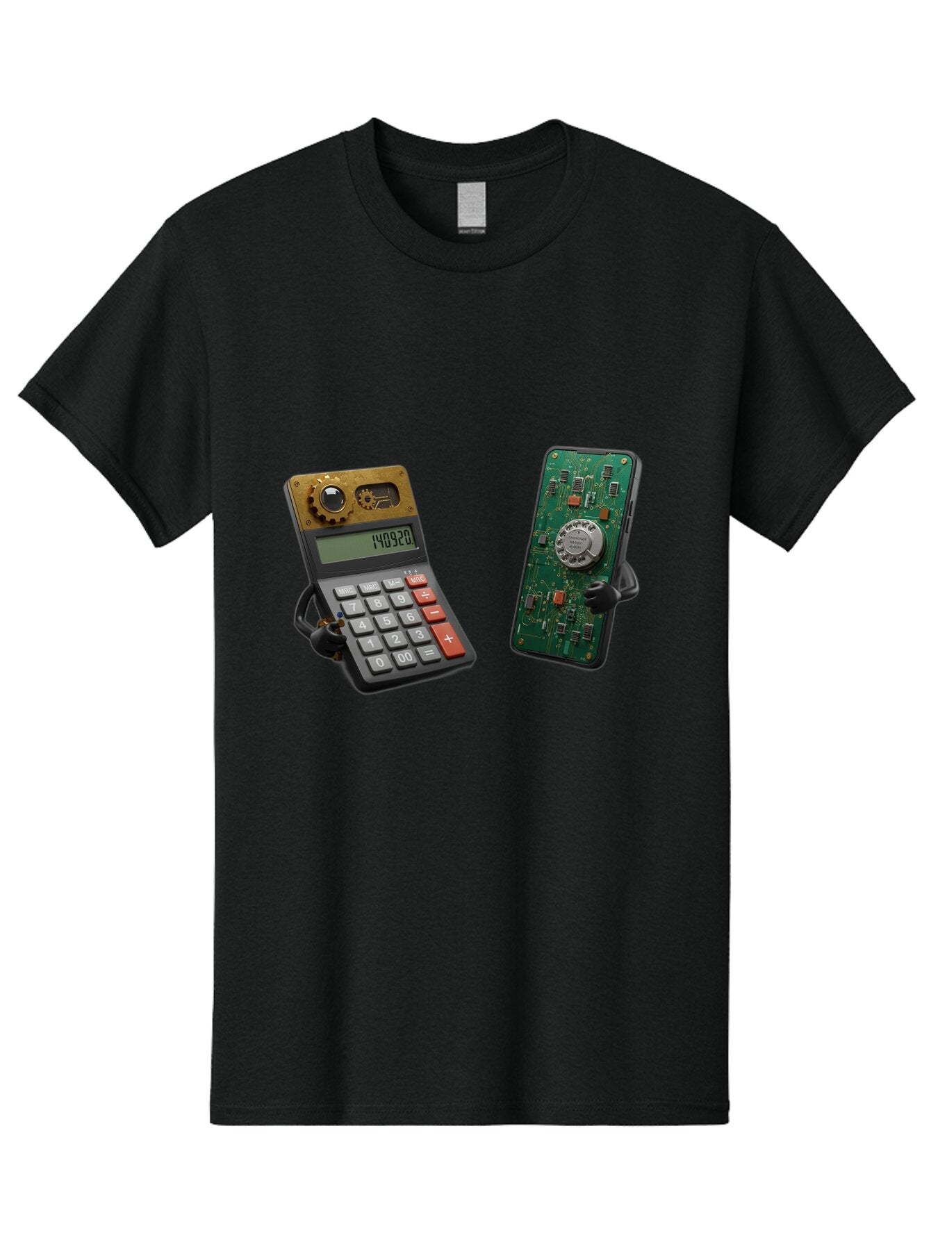 Steampunk-Calculator-And-Circuit-Board-Phone Men'S Graphic Tee, 100% Cotton, Comfortable Casual Summer Wear, Machine Washable, Vintage Camera, Old Camera, Antique Camera, Black Camera, Classic Photography, Photography Equipment, Baq069 2