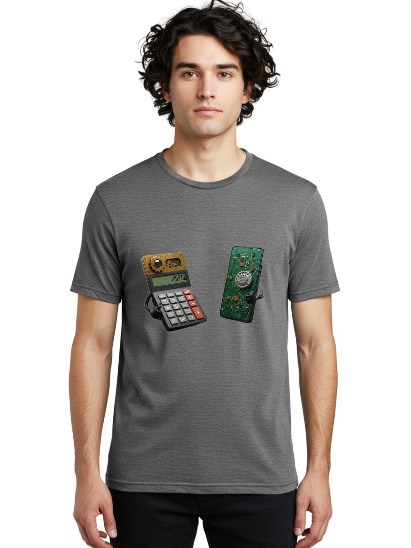 Steampunk-Calculator-And-Circuit-Board-Phone Men'S Graphic Tee, 100% Cotton, Comfortable Casual Summer Wear, Machine Washable, Vintage Camera, Old Camera, Antique Camera, Black Camera, Classic Photography, Photography Equipment, Baq069 30
