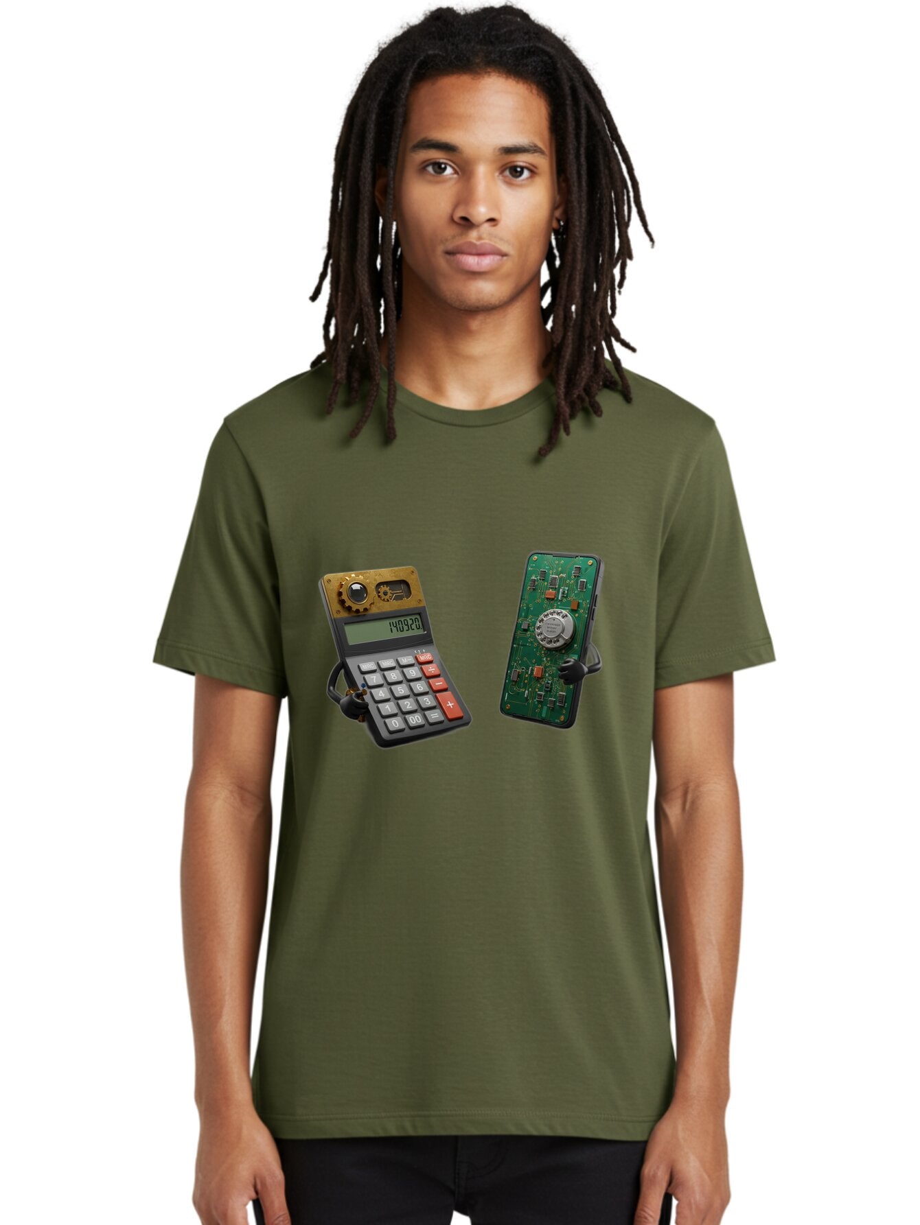 Steampunk-Calculator-And-Circuit-Board-Phone Men'S Graphic Tee, 100% Cotton, Comfortable Casual Summer Wear, Machine Washable, Vintage Camera, Old Camera, Antique Camera, Black Camera, Classic Photography, Photography Equipment, Baq069 26