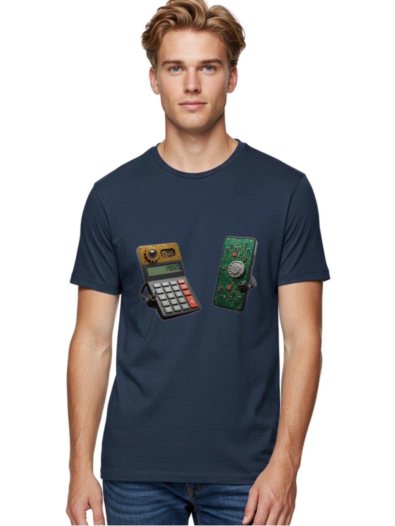 Steampunk-Calculator-And-Circuit-Board-Phone Men'S Graphic Tee, 100% Cotton, Comfortable Casual Summer Wear, Machine Washable, Vintage Camera, Old Camera, Antique Camera, Black Camera, Classic Photography, Photography Equipment, Baq069 23