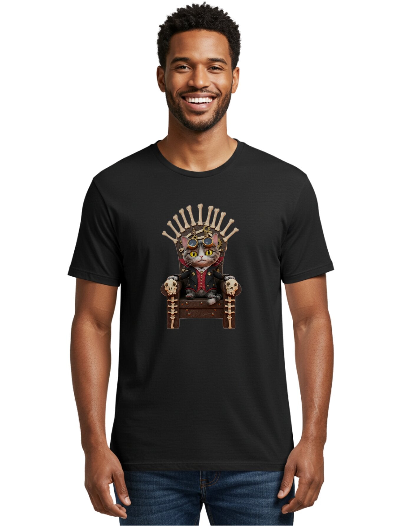 Steampunk-Cat Men'S Graphic Tee, 100% Cotton, Comfortable Casual Summer Wear, Machine Washable, Vintage Camera, Old Camera, Antique Camera, Black Camera, Classic Photography, Photography Equipment, Nostalgic Device, Film Camera, Camera Art Baq070 29