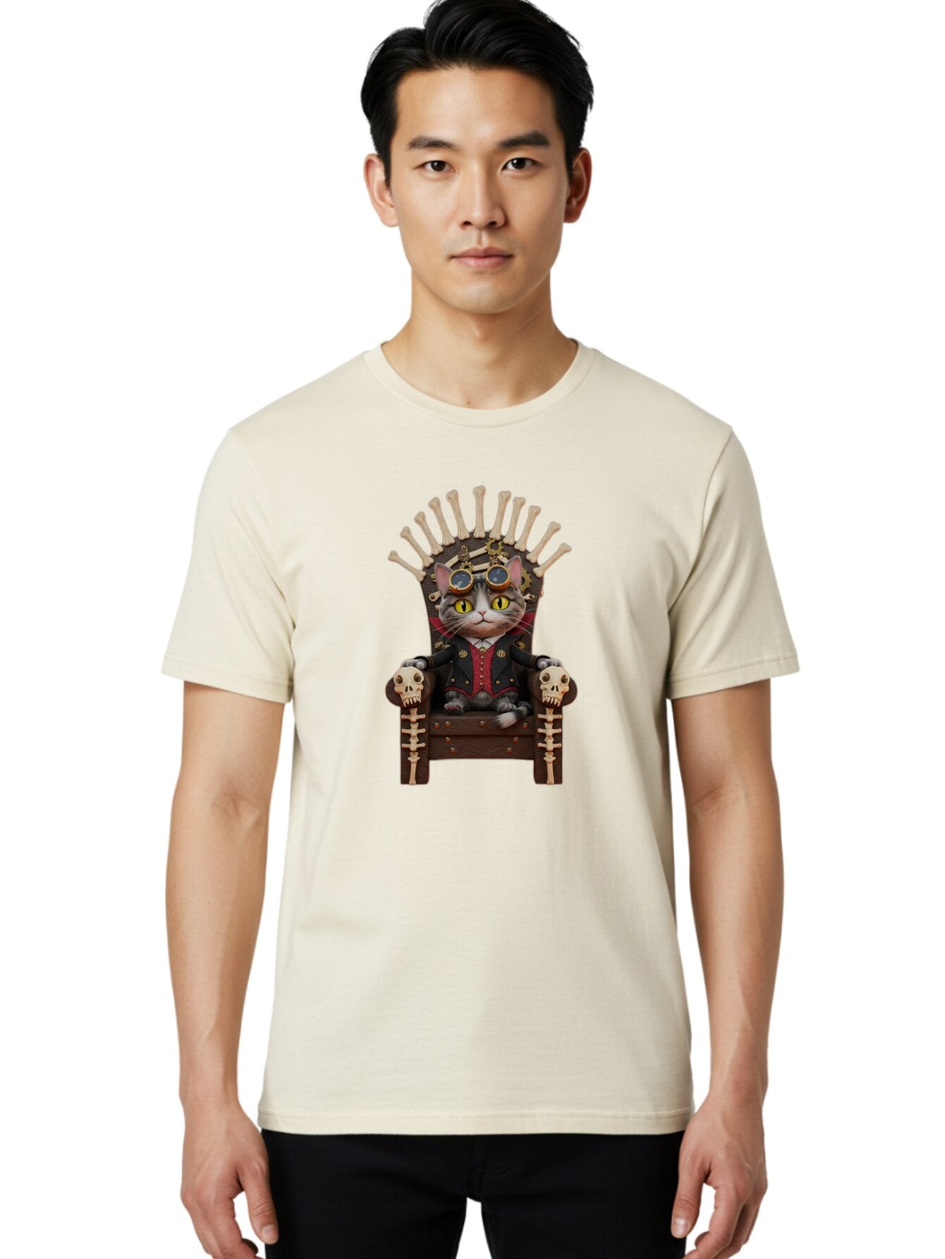 Steampunk-Cat Men'S Graphic Tee, 100% Cotton, Comfortable Casual Summer Wear, Machine Washable, Vintage Camera, Old Camera, Antique Camera, Black Camera, Classic Photography, Photography Equipment, Nostalgic Device, Film Camera, Camera Art Baq070 24