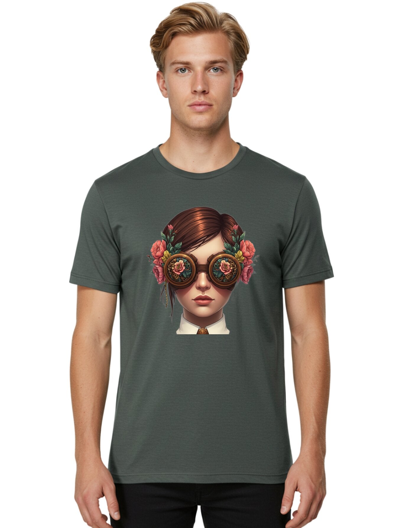 Steampunk-Girl Men'S Graphic Tee, 100% Cotton, Comfortable Casual Summer Wear, Machine Washable, Vintage Camera, Old Camera, Antique Camera, Black Camera, Classic Photography, Photography Equipment, Nostalgic Device, Film Camera, Camera Art Baq071 28