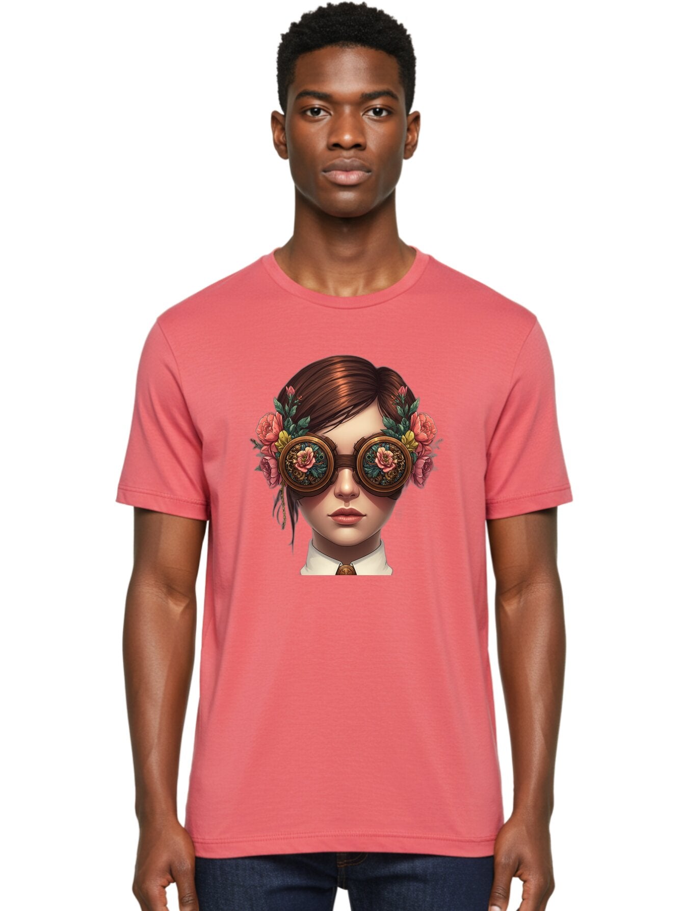 Steampunk-Girl Men'S Graphic Tee, 100% Cotton, Comfortable Casual Summer Wear, Machine Washable, Vintage Camera, Old Camera, Antique Camera, Black Camera, Classic Photography, Photography Equipment, Nostalgic Device, Film Camera, Camera Art Baq071 23