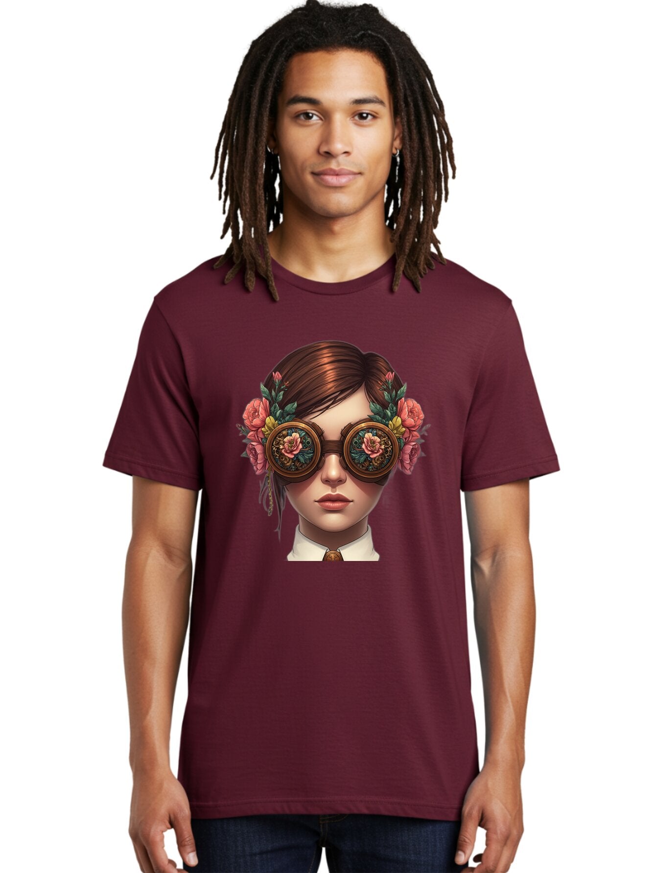Steampunk-Girl Men'S Graphic Tee, 100% Cotton, Comfortable Casual Summer Wear, Machine Washable, Vintage Camera, Old Camera, Antique Camera, Black Camera, Classic Photography, Photography Equipment, Nostalgic Device, Film Camera, Camera Art Baq071 25