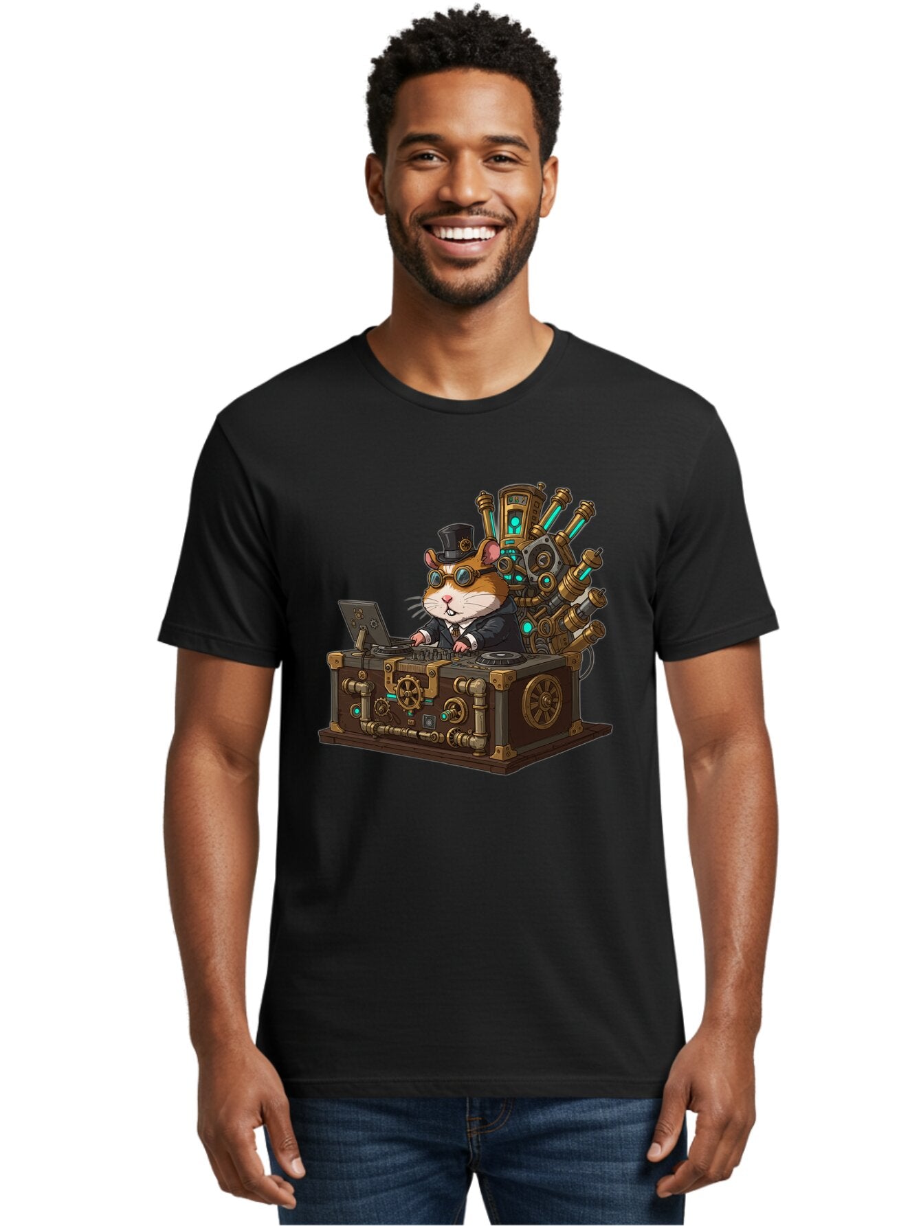 Steampunk-Hamster-Dj Men'S Graphic Tee, 100% Cotton, Comfortable Casual Summer Wear, Machine Washable, Vintage Camera, Old Camera, Antique Camera, Black Camera, Classic Photography, Photography Equipment, Nostalgic Device, Film Camera, Baq072 16