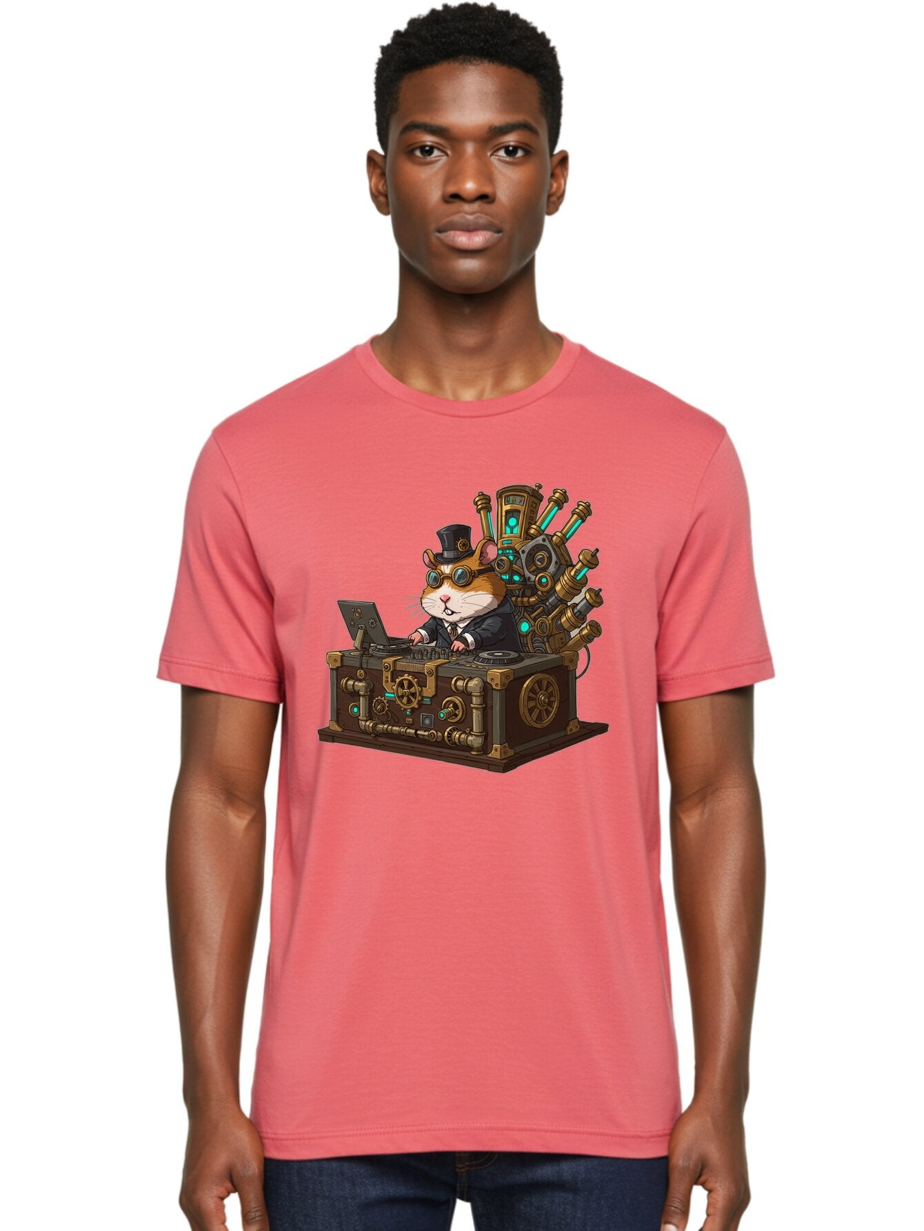 Steampunk-Hamster-Dj Men'S Graphic Tee, 100% Cotton, Comfortable Casual Summer Wear, Machine Washable, Vintage Camera, Old Camera, Antique Camera, Black Camera, Classic Photography, Photography Equipment, Nostalgic Device, Film Camera, Baq072 24