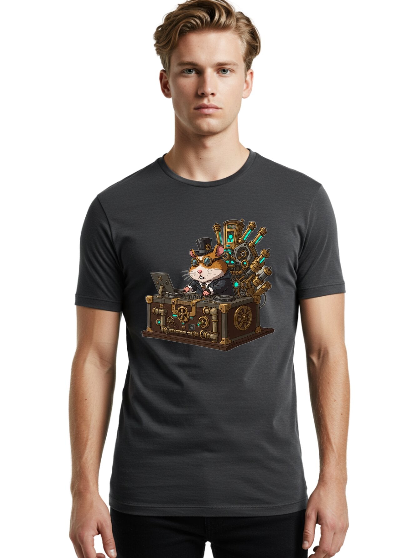 Steampunk-Hamster-Dj Men'S Graphic Tee, 100% Cotton, Comfortable Casual Summer Wear, Machine Washable, Vintage Camera, Old Camera, Antique Camera, Black Camera, Classic Photography, Photography Equipment, Nostalgic Device, Film Camera, Baq072 26