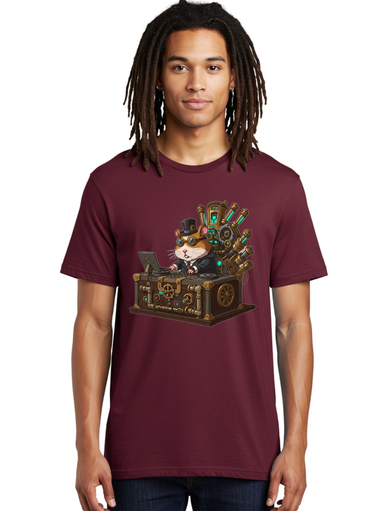 Steampunk-Hamster-Dj Men'S Graphic Tee, 100% Cotton, Comfortable Casual Summer Wear, Machine Washable, Vintage Camera, Old Camera, Antique Camera, Black Camera, Classic Photography, Photography Equipment, Nostalgic Device, Film Camera, Baq072 25