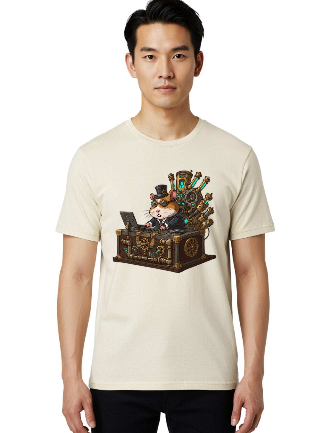 Steampunk-Hamster-Dj Men'S Graphic Tee, 100% Cotton, Comfortable Casual Summer Wear, Machine Washable, Vintage Camera, Old Camera, Antique Camera, Black Camera, Classic Photography, Photography Equipment, Nostalgic Device, Film Camera, Baq072 19