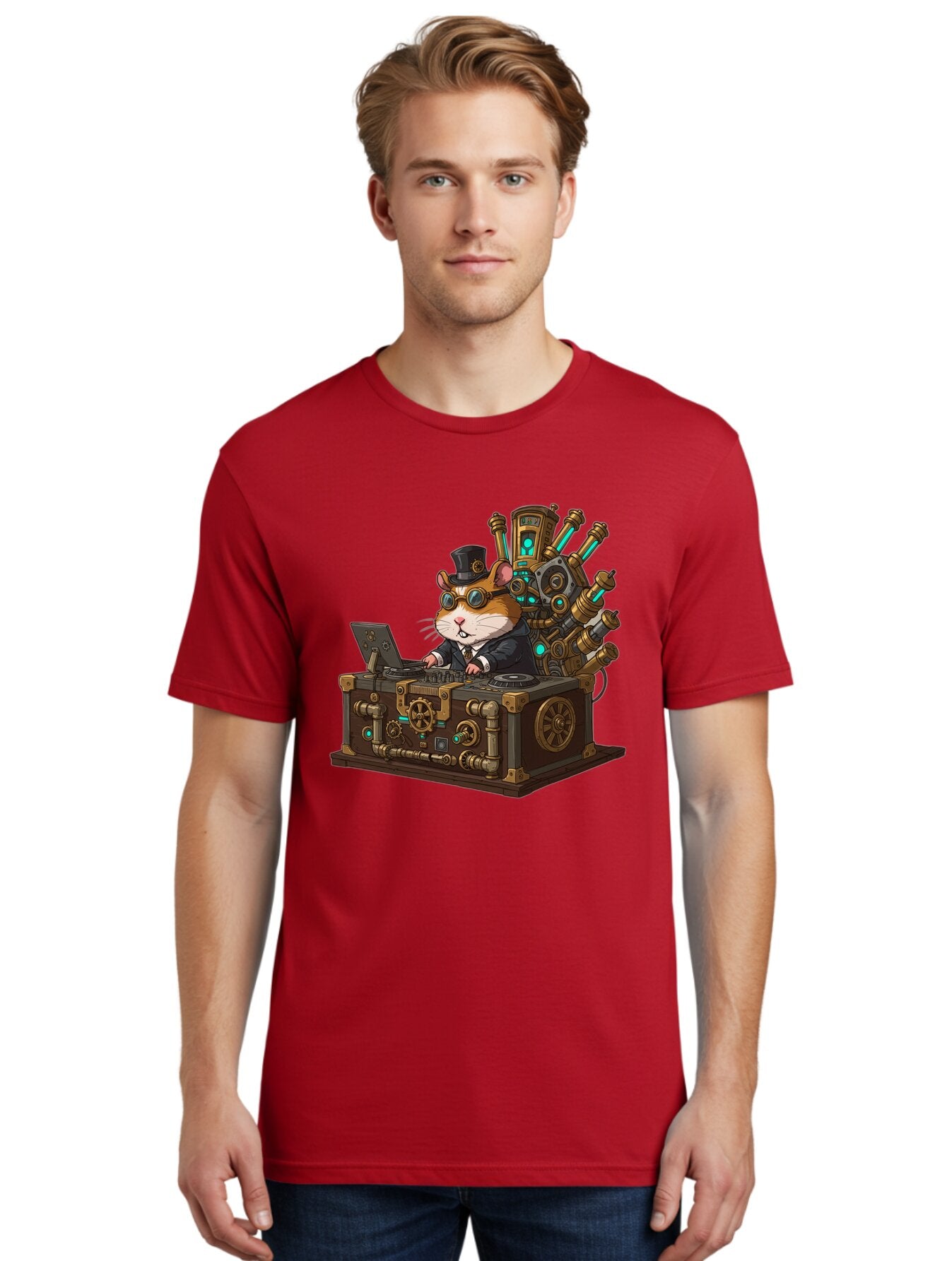 Steampunk-Hamster-Dj Men'S Graphic Tee, 100% Cotton, Comfortable Casual Summer Wear, Machine Washable, Vintage Camera, Old Camera, Antique Camera, Black Camera, Classic Photography, Photography Equipment, Nostalgic Device, Film Camera, Baq072 20