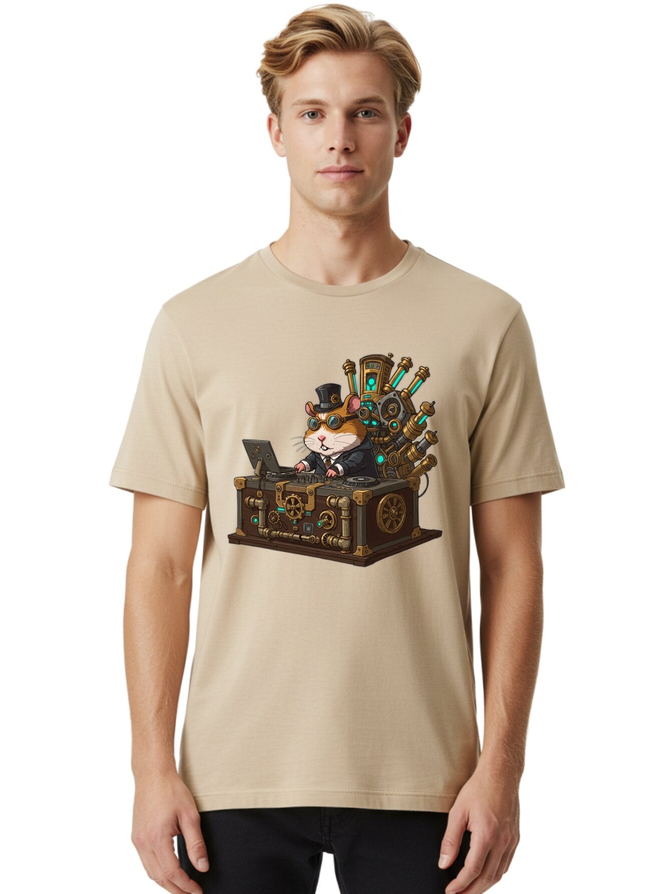 Steampunk-Hamster-Dj Men'S Graphic Tee, 100% Cotton, Comfortable Casual Summer Wear, Machine Washable, Vintage Camera, Old Camera, Antique Camera, Black Camera, Classic Photography, Photography Equipment, Nostalgic Device, Film Camera, Baq072 18
