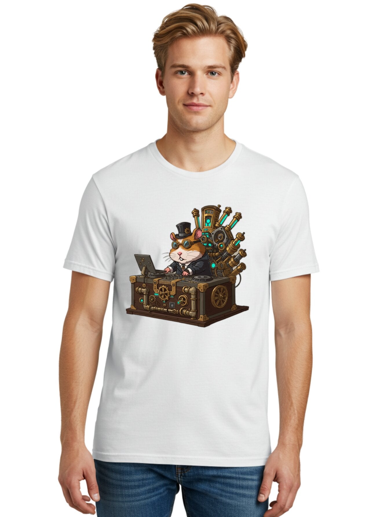 Steampunk-Hamster-Dj Men'S Graphic Tee, 100% Cotton, Comfortable Casual Summer Wear, Machine Washable, Vintage Camera, Old Camera, Antique Camera, Black Camera, Classic Photography, Photography Equipment, Nostalgic Device, Film Camera, Baq072 30