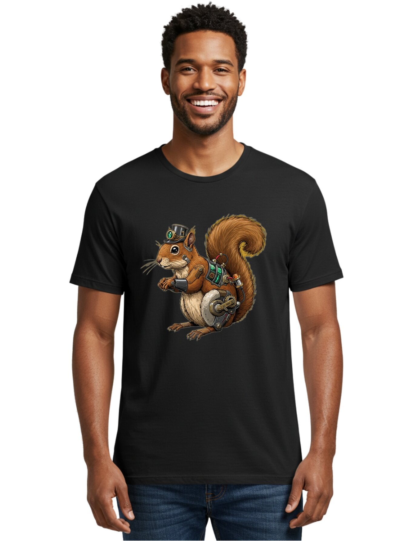 Steampunk-Squirrel Men'S Graphic Tee, 100% Cotton, Comfortable Casual Summer Wear, Machine Washable, Vintage Camera, Old Camera, Antique Camera, Black Camera, Classic Photography, Photography Equipment, Nostalgic Device, Film Camera, Baq075 16