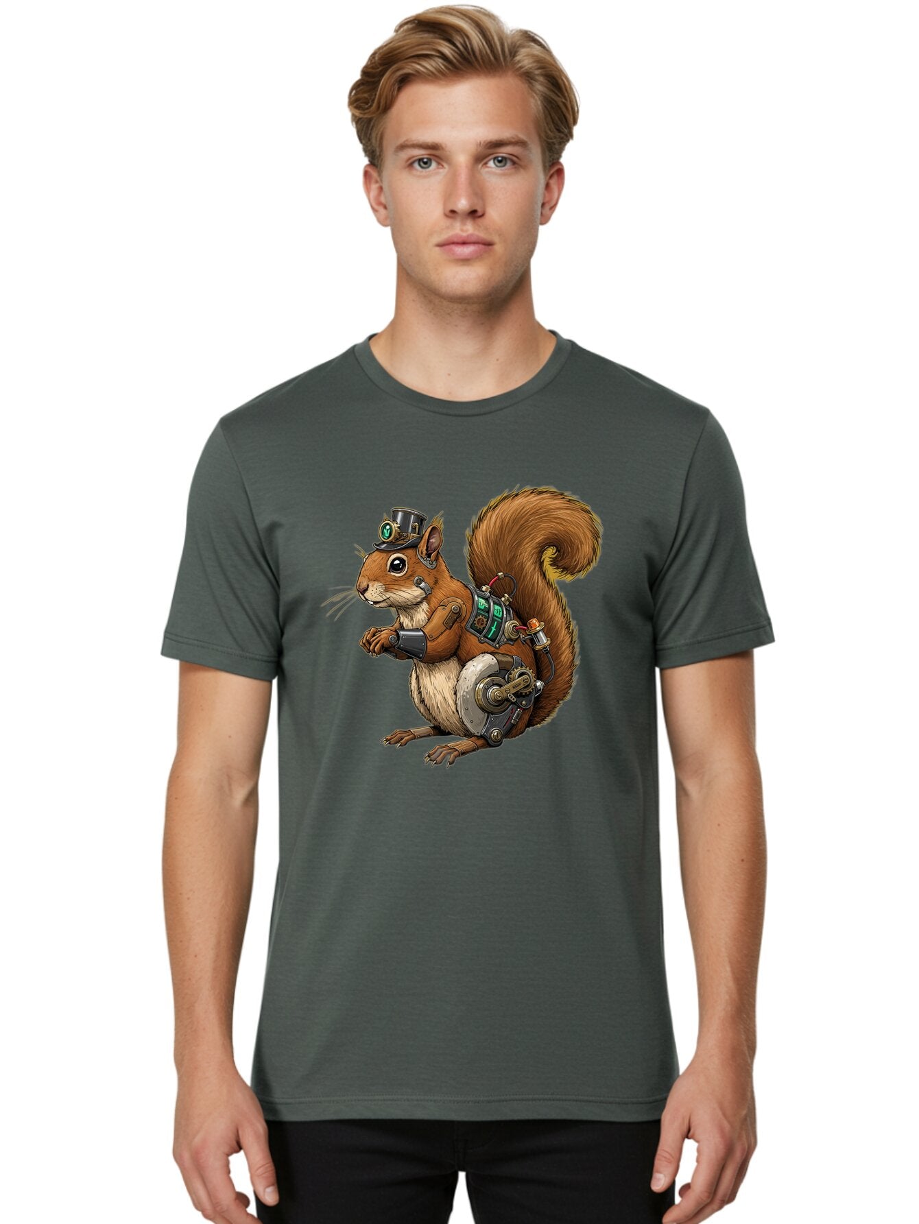 Steampunk-Squirrel Men'S Graphic Tee, 100% Cotton, Comfortable Casual Summer Wear, Machine Washable, Vintage Camera, Old Camera, Antique Camera, Black Camera, Classic Photography, Photography Equipment, Nostalgic Device, Film Camera, Baq075 22