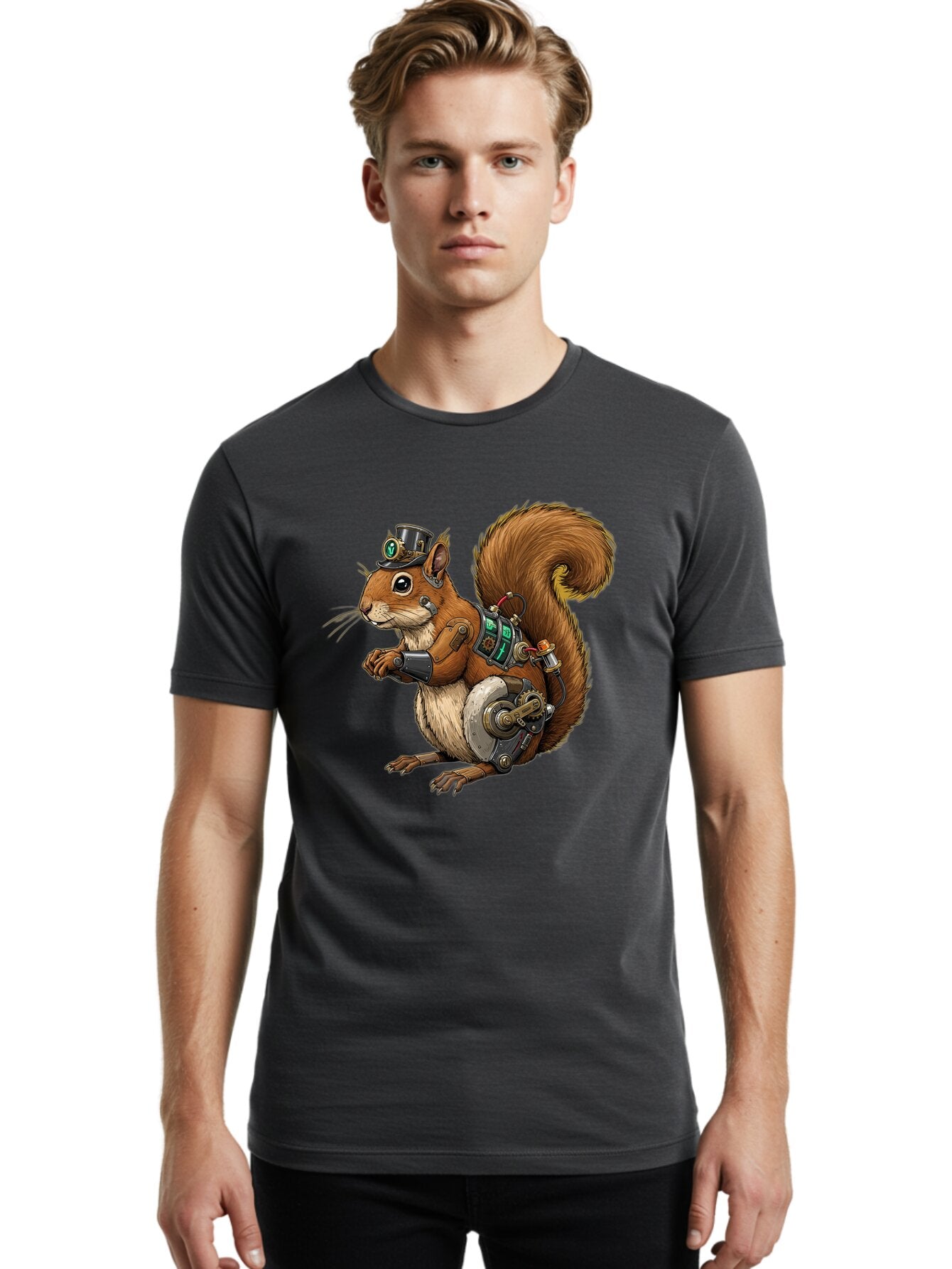 Steampunk-Squirrel Men'S Graphic Tee, 100% Cotton, Comfortable Casual Summer Wear, Machine Washable, Vintage Camera, Old Camera, Antique Camera, Black Camera, Classic Photography, Photography Equipment, Nostalgic Device, Film Camera, Baq075 29