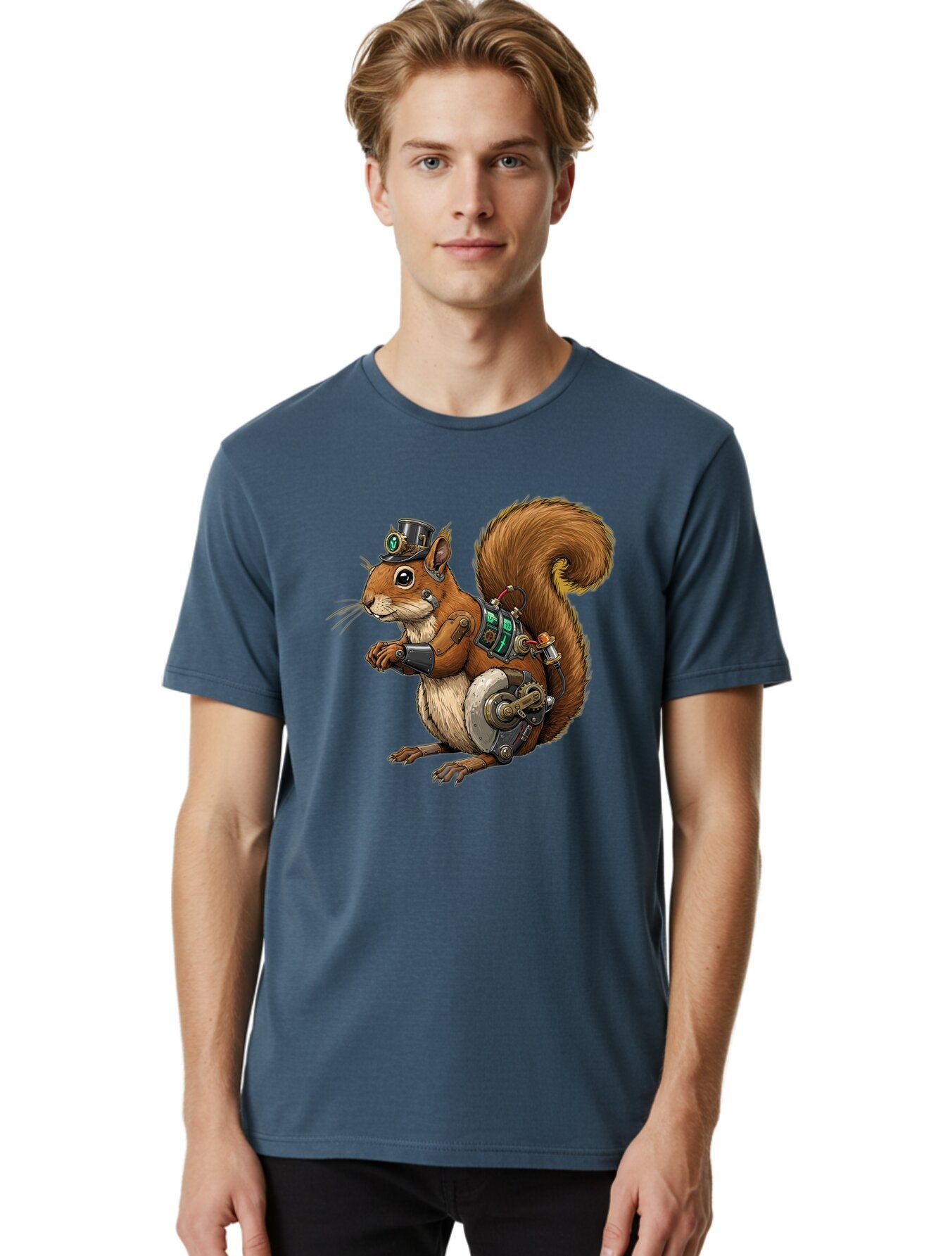 Steampunk-Squirrel Men'S Graphic Tee, 100% Cotton, Comfortable Casual Summer Wear, Machine Washable, Vintage Camera, Old Camera, Antique Camera, Black Camera, Classic Photography, Photography Equipment, Nostalgic Device, Film Camera, Baq075 25