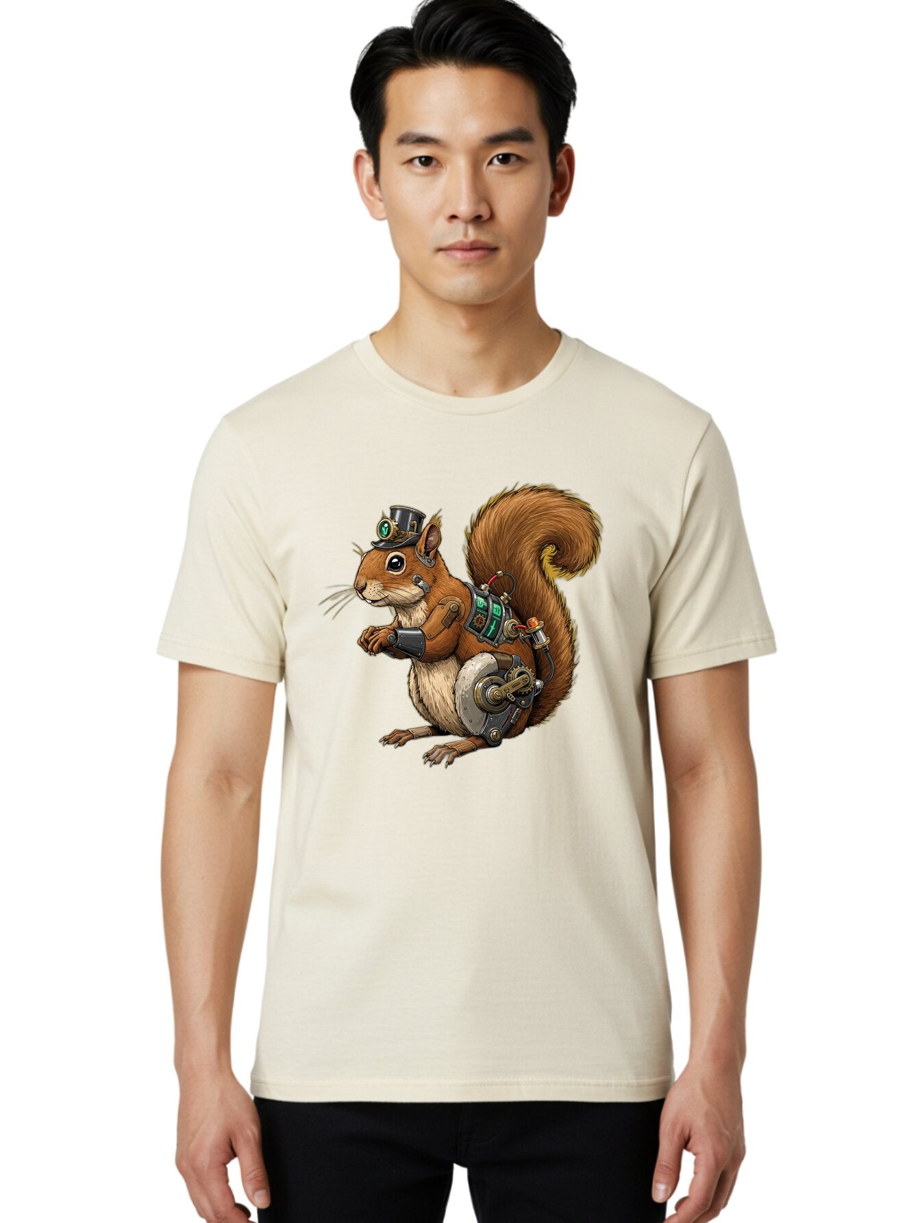 Steampunk-Squirrel Men'S Graphic Tee, 100% Cotton, Comfortable Casual Summer Wear, Machine Washable, Vintage Camera, Old Camera, Antique Camera, Black Camera, Classic Photography, Photography Equipment, Nostalgic Device, Film Camera, Baq075 24