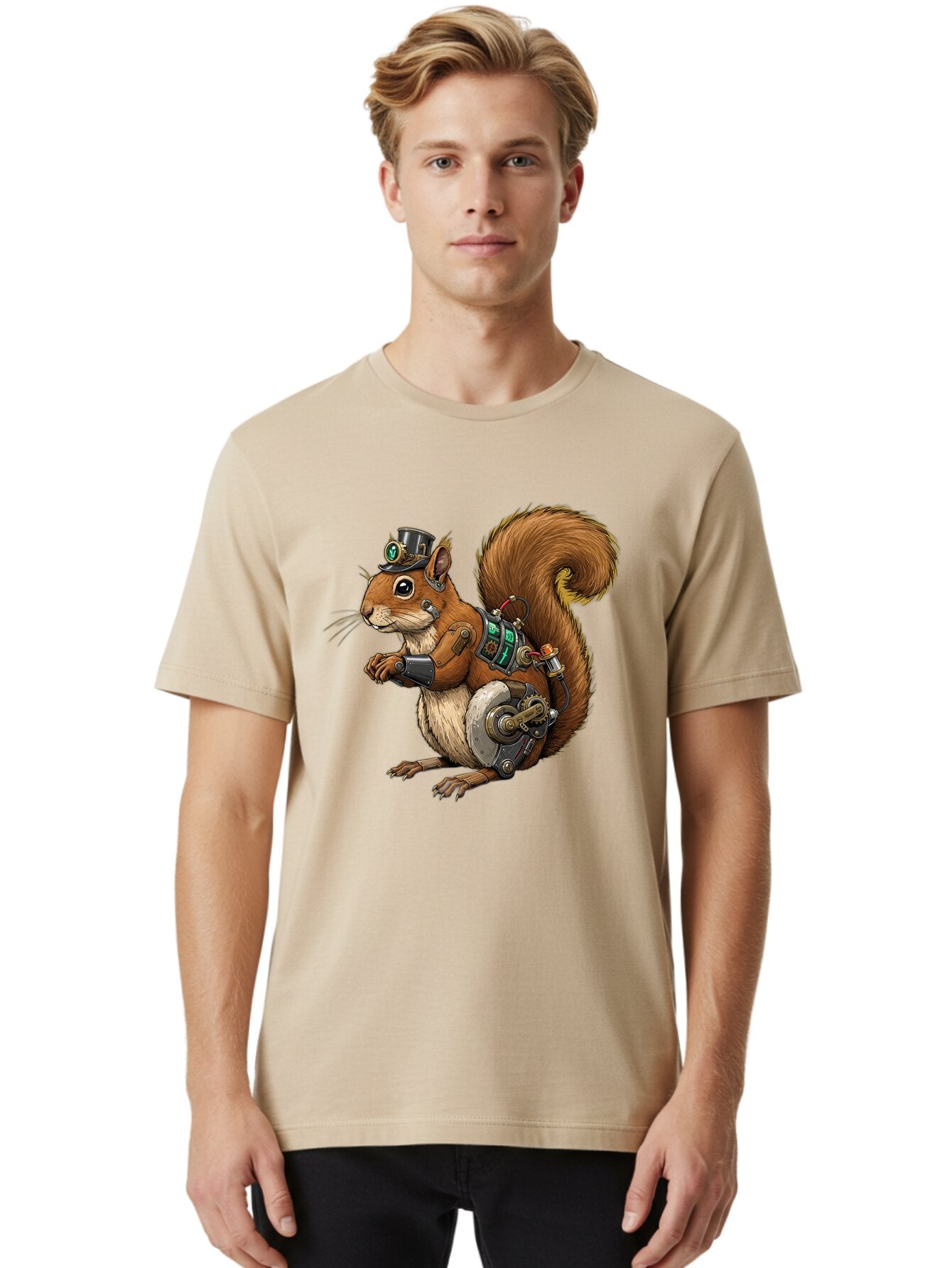 Steampunk-Squirrel Men'S Graphic Tee, 100% Cotton, Comfortable Casual Summer Wear, Machine Washable, Vintage Camera, Old Camera, Antique Camera, Black Camera, Classic Photography, Photography Equipment, Nostalgic Device, Film Camera, Baq075 18