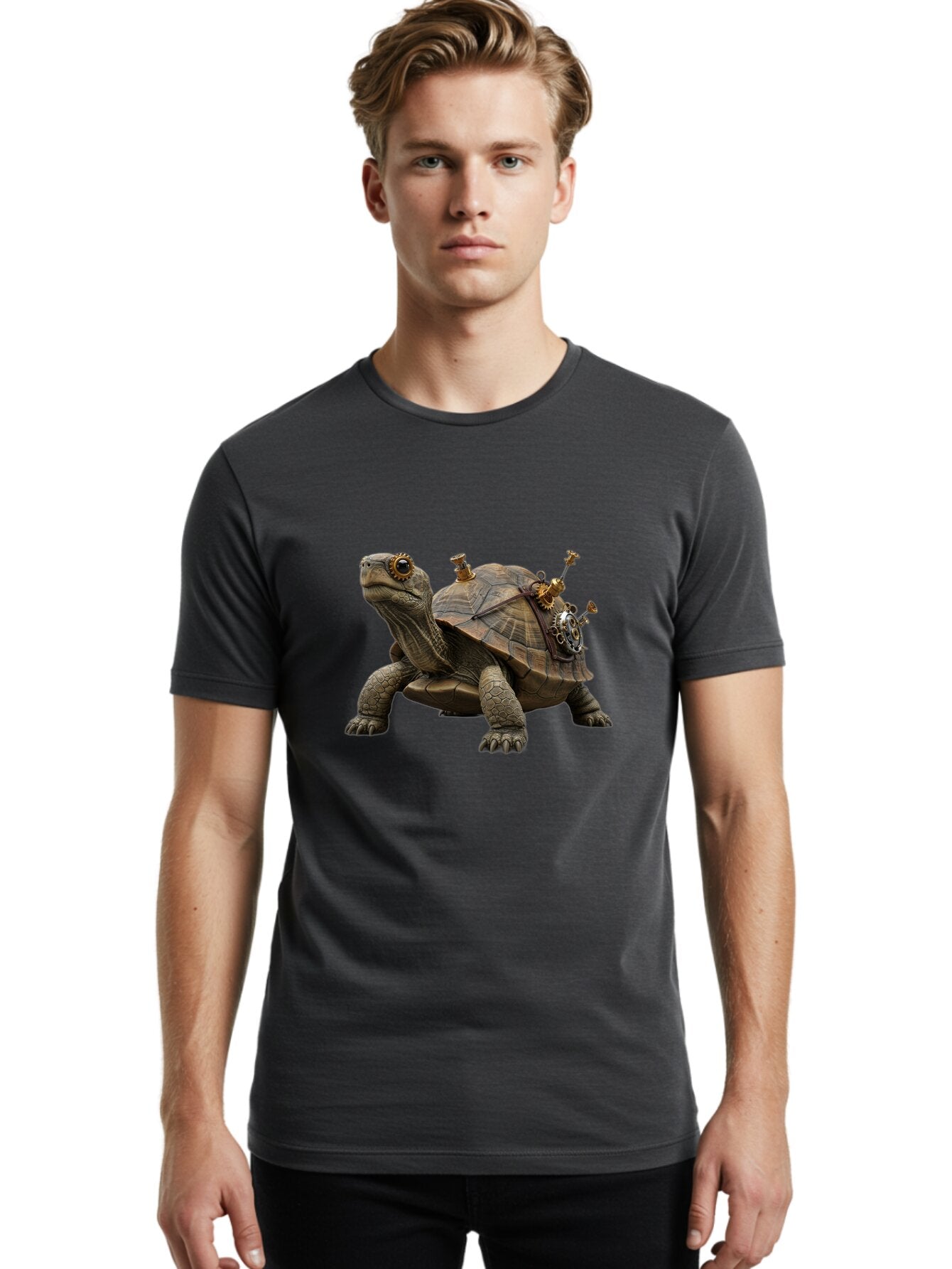 Steampunk-Turtle Men'S Graphic Tee, 100% Cotton, Comfortable Casual Summer Wear, Machine Washable, Vintage Camera, Old Camera, Antique Camera, Black Camera, Classic Photography, Photography Equipment, Nostalgic Device, Film Camera, Camera Art Baq076 19