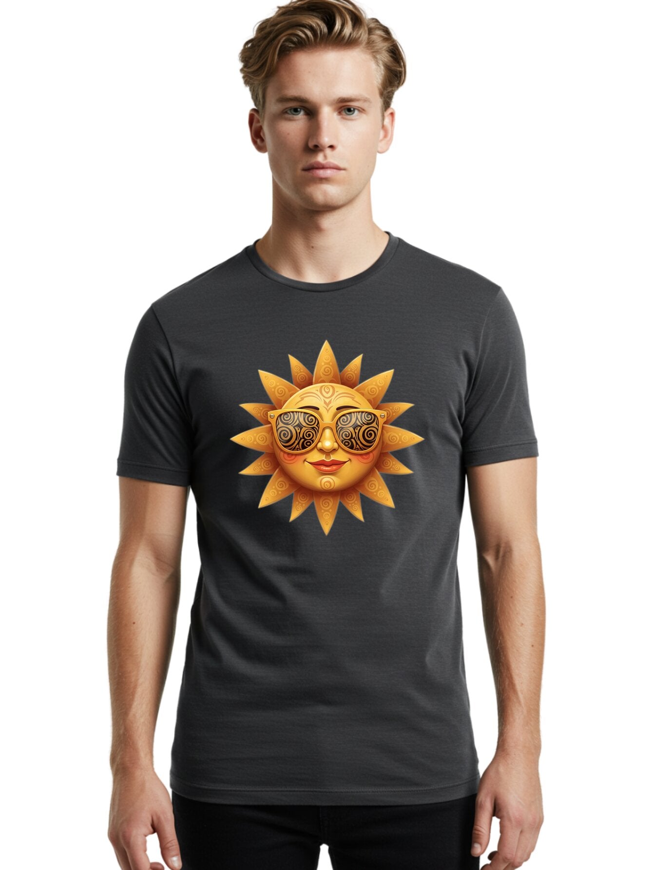 Sun-With-Sunglasses-3 Men'S Graphic Tee, 100% Cotton, Comfortable Casual Summer Wear, Machine Washable, Vintage Camera, Old Camera, Antique Camera, Black Camera, Classic Photography, Photography Equipment, Nostalgic Device, Film Camera, Baq090 18