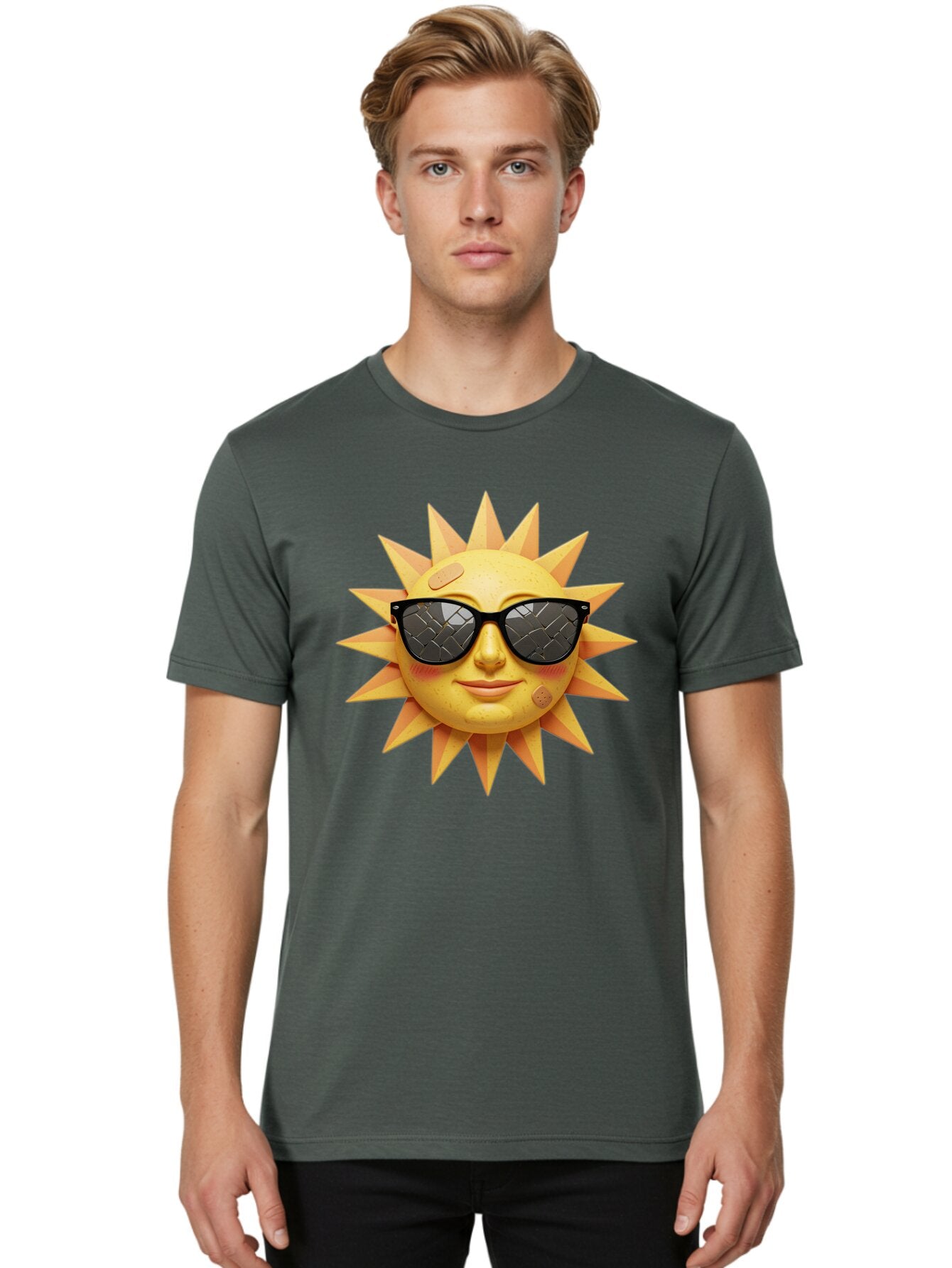 Sun-With-Sunglasses-4 Men'S Graphic Tee, 100% Cotton, Comfortable Casual Summer Wear, Machine Washable, Vintage Camera, Old Camera, Antique Camera, Black Camera, Classic Photography, Photography Equipment, Nostalgic Device, Film Camera, Baq091 24