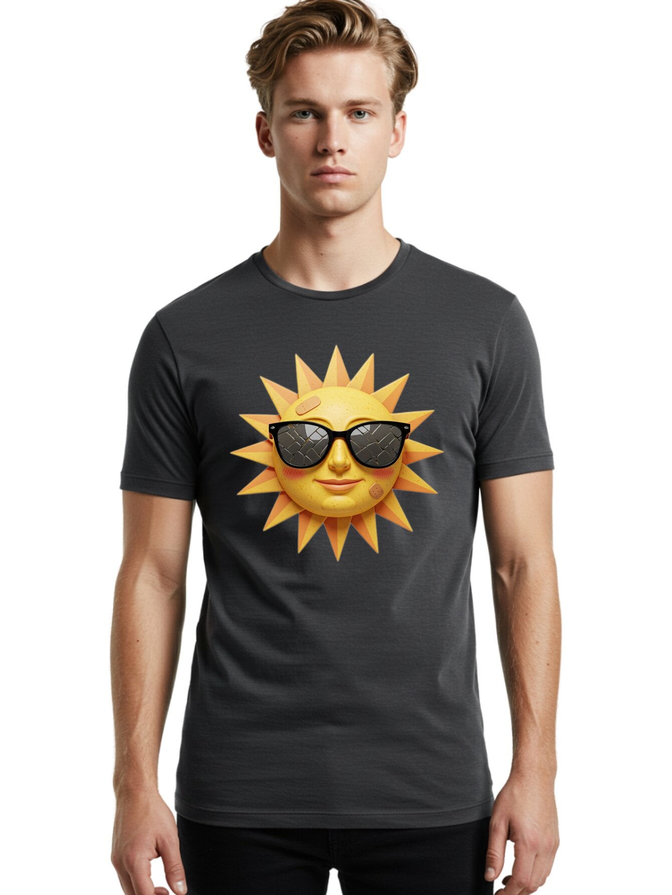 Sun-With-Sunglasses-4 Men'S Graphic Tee, 100% Cotton, Comfortable Casual Summer Wear, Machine Washable, Vintage Camera, Old Camera, Antique Camera, Black Camera, Classic Photography, Photography Equipment, Nostalgic Device, Film Camera, Baq091 30