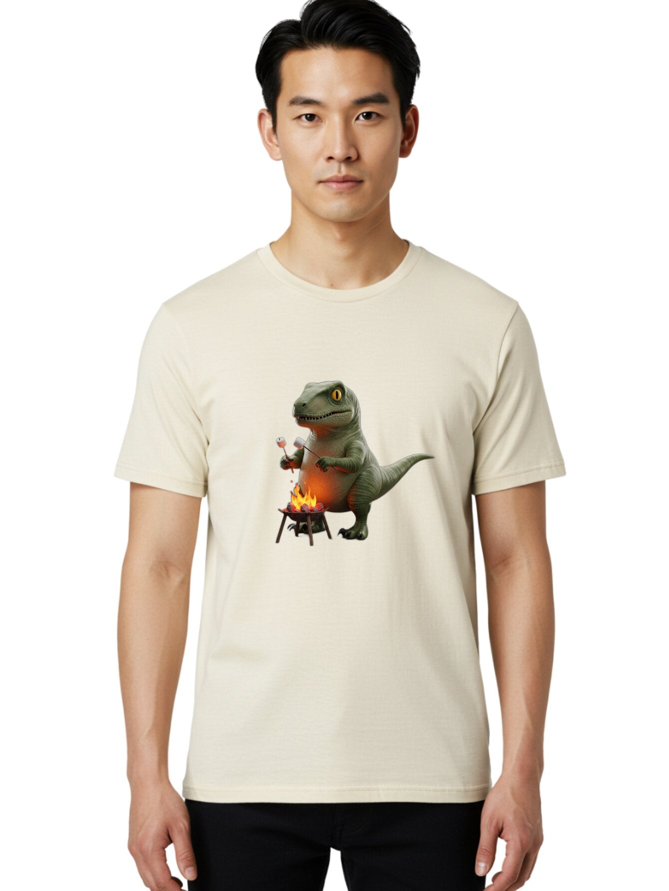 T-Rex-Roasting-Marshmallow Men'S Graphic Tee, 100% Cotton, Comfortable Casual Summer Wear, Machine Washable, Vintage Camera, Old Camera, Antique Camera, Black Camera, Classic Photography, Photography Equipment, Nostalgic Device, Film Camera, Baq097 30