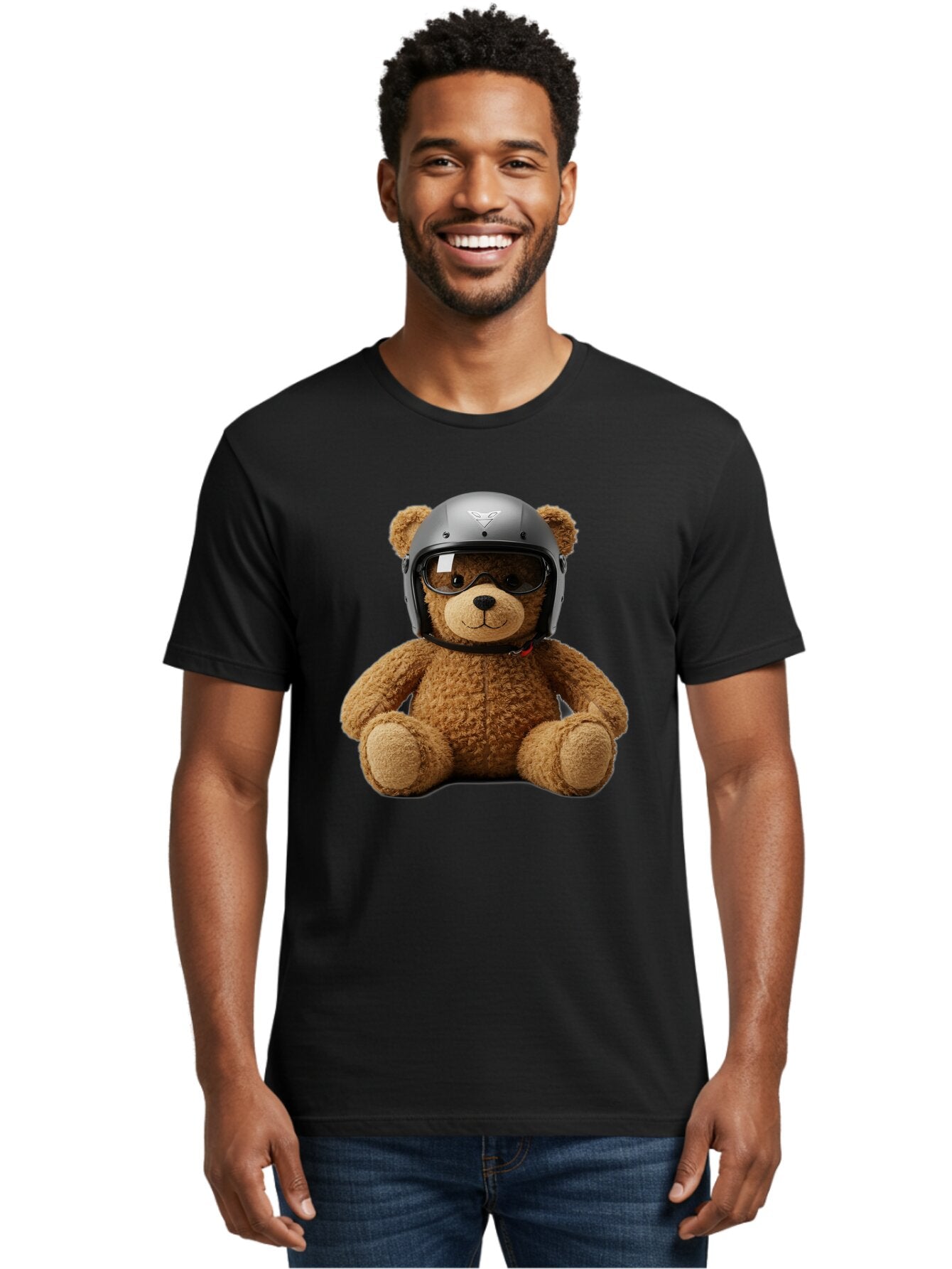 Teddy-Bear-With-Biker-Helmet Men'S Graphic Tee, 100% Cotton, Comfortable Casual Summer Wear, Machine Washable, Vintage Camera, Old Camera, Antique Camera, Black Camera, Classic Photography, Photography Equipment, Nostalgic Device, Film Camera, Baq112 20