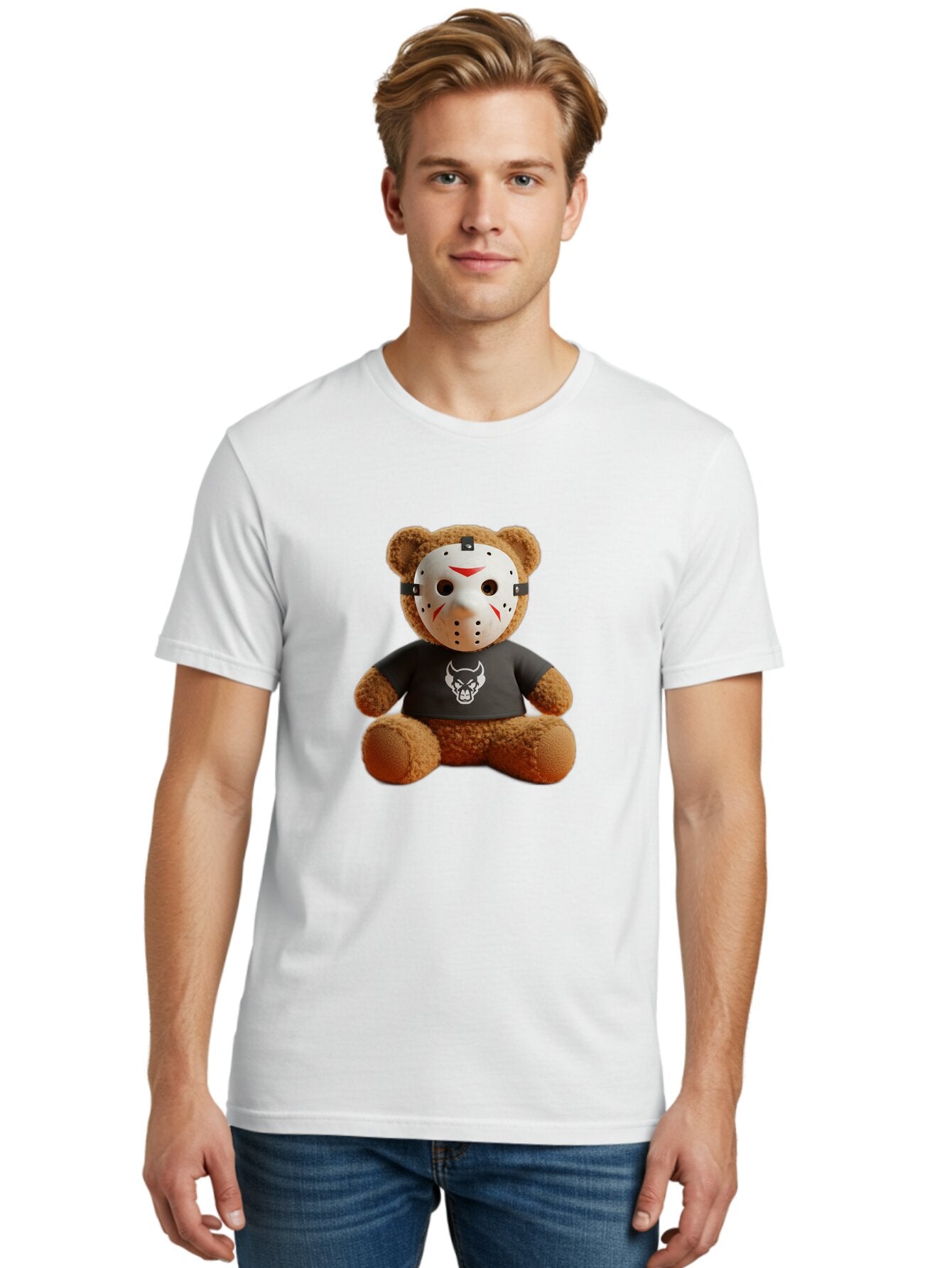 Teddy-Bear-With-Jason-Mask Men'S Graphic Tee, 100% Cotton, Comfortable Casual Summer Wear, Machine Washable, Vintage Camera, Old Camera, Antique Camera, Black Camera, Classic Photography, Photography Equipment, Nostalgic Device, Film Camera, Baq113 25