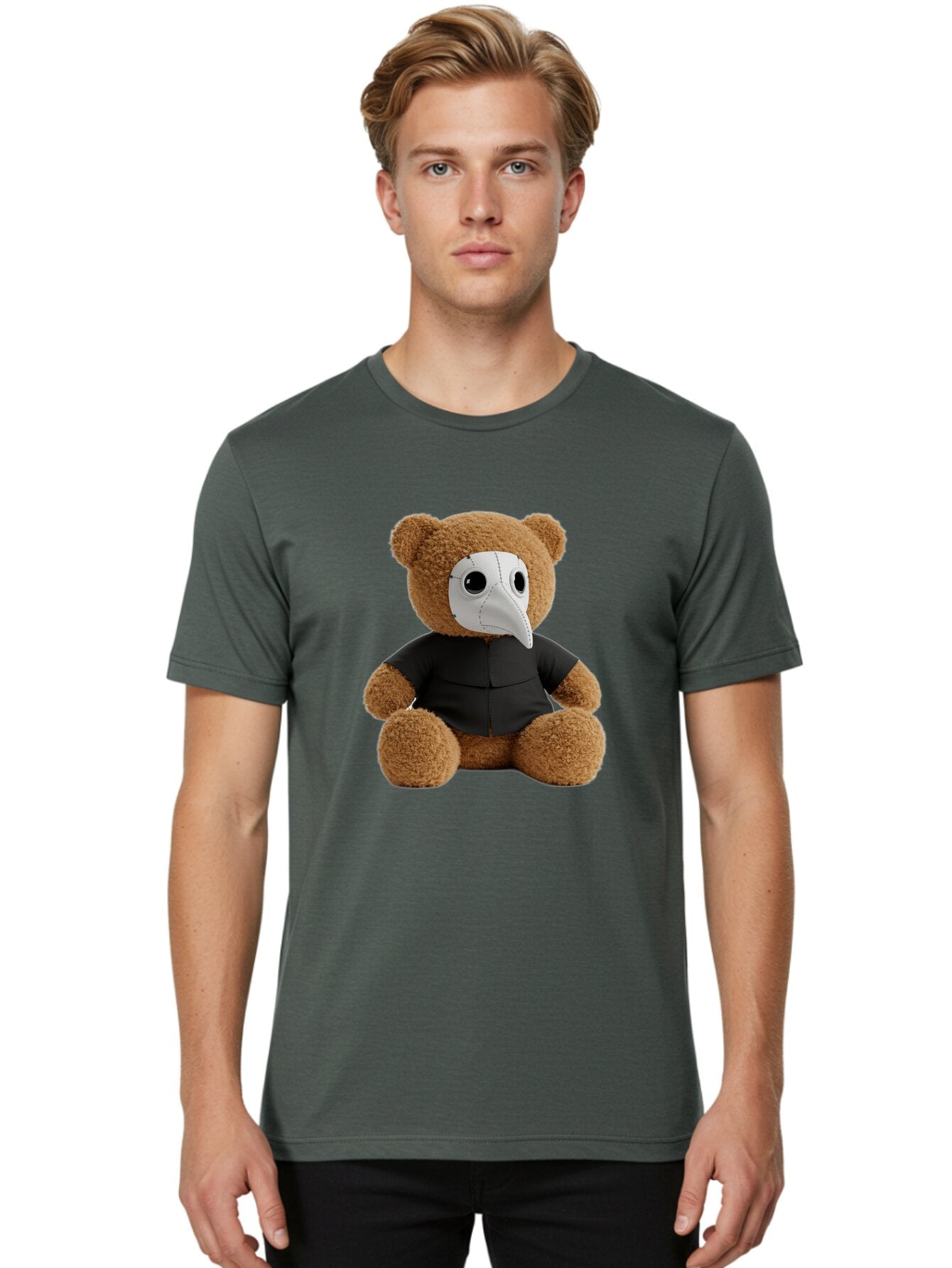 Teddy-In-Plague-Mask Men'S Graphic Tee, 100% Cotton, Comfortable Casual Summer Wear, Machine Washable, Vintage Camera, Old Camera, Antique Camera, Black Camera, Classic Photography, Photography Equipment, Nostalgic Device, Film Camera, Baq120 16
