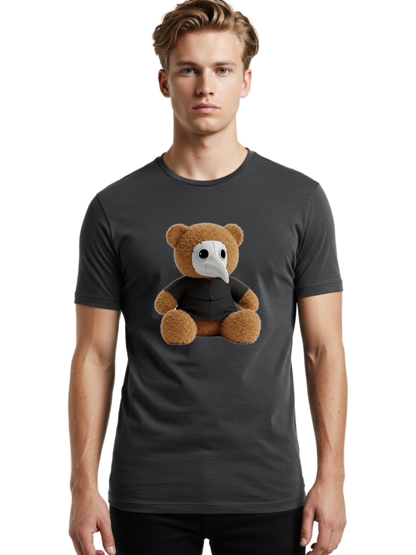 Teddy-In-Plague-Mask Men'S Graphic Tee, 100% Cotton, Comfortable Casual Summer Wear, Machine Washable, Vintage Camera, Old Camera, Antique Camera, Black Camera, Classic Photography, Photography Equipment, Nostalgic Device, Film Camera, Baq120 23
