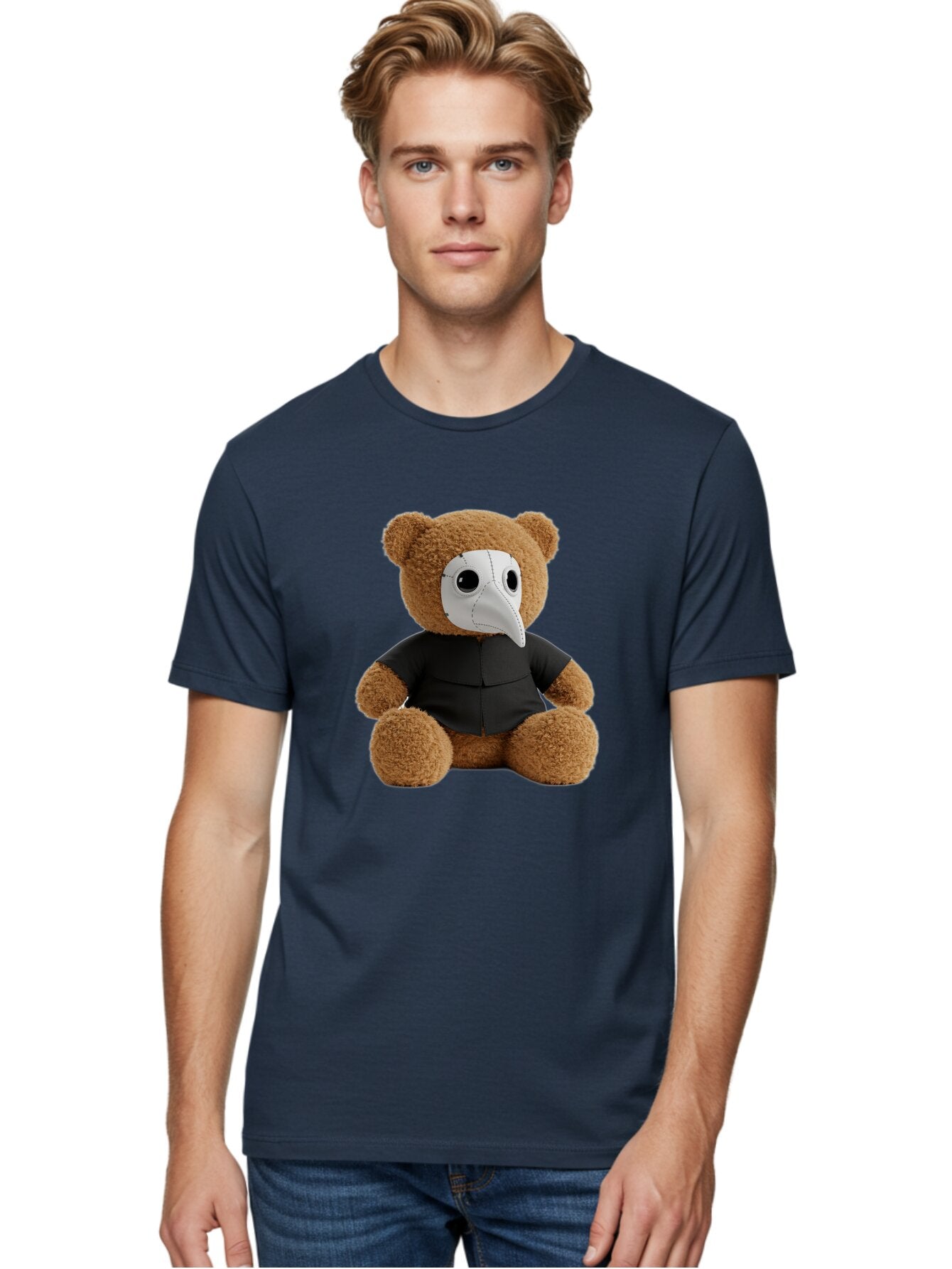 Teddy-In-Plague-Mask Men'S Graphic Tee, 100% Cotton, Comfortable Casual Summer Wear, Machine Washable, Vintage Camera, Old Camera, Antique Camera, Black Camera, Classic Photography, Photography Equipment, Nostalgic Device, Film Camera, Baq120 20