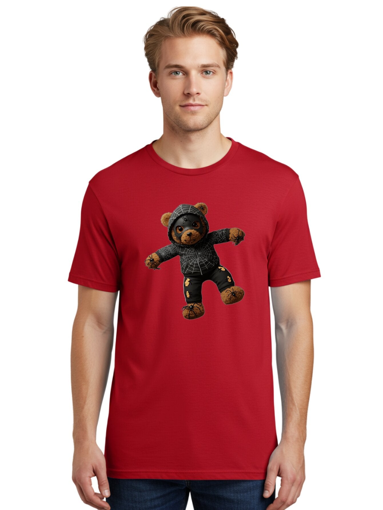 Teddy-In-Spider-Costume Men'S Graphic Tee, 100% Cotton, Comfortable Casual Summer Wear, Machine Washable, Vintage Camera, Old Camera, Antique Camera, Black Camera, Classic Photography, Photography Equipment, Nostalgic Device, Film Camera, Baq121 30