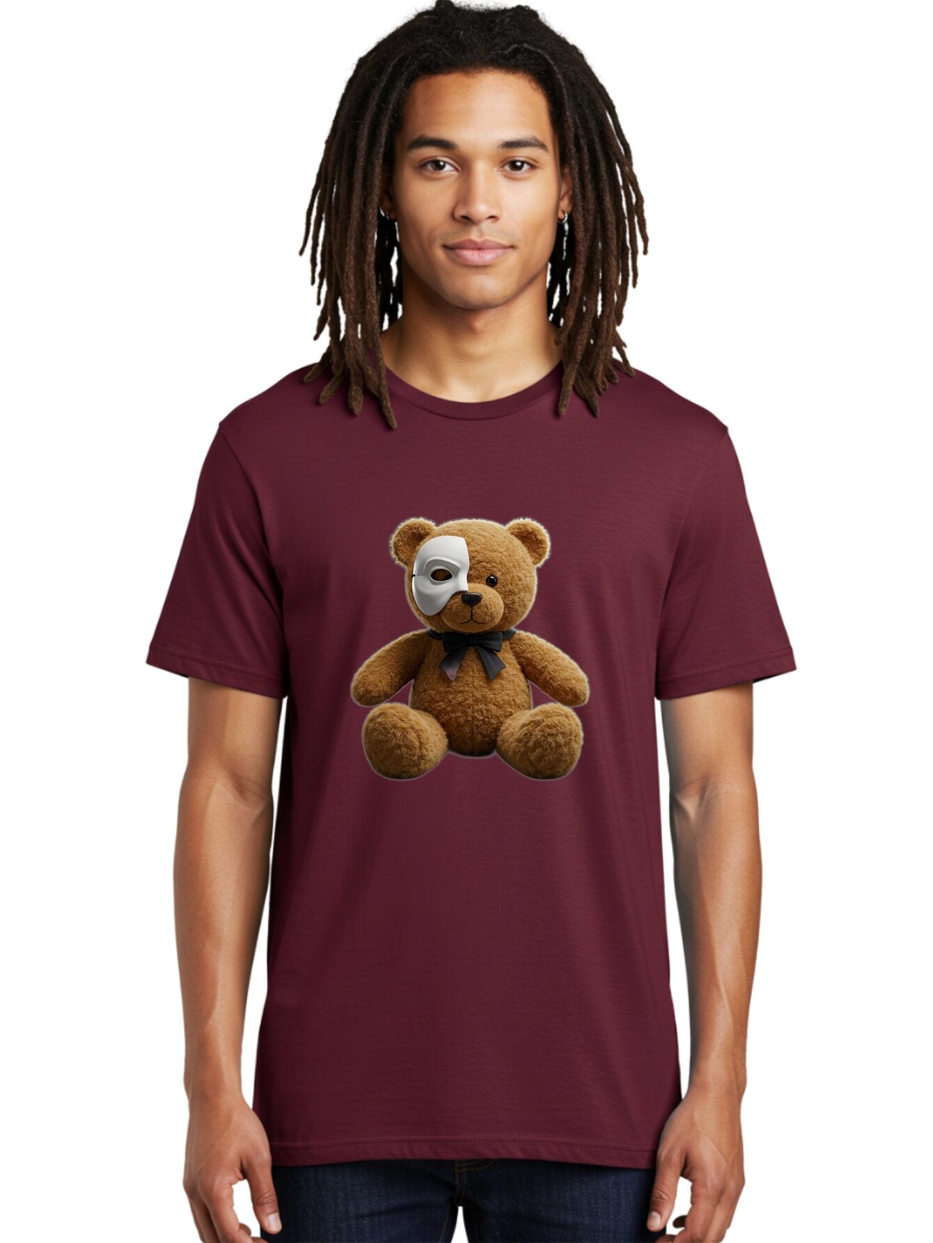 Teddy-With-Mask-1 Men'S Graphic Tee, 100% Cotton, Comfortable Casual Summer Wear, Machine Washable, Vintage Camera, Old Camera, Antique Camera, Black Camera, Classic Photography, Photography Equipment, Nostalgic Device, Film Camera, Camera Art Baq133 24