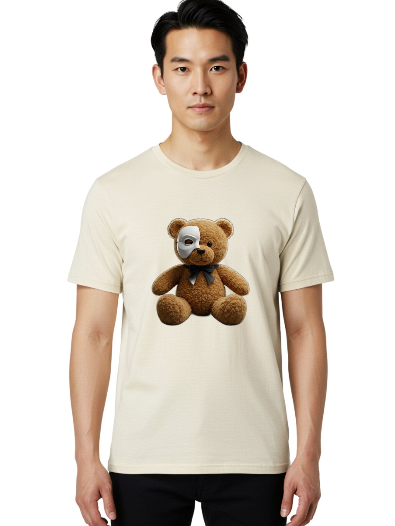 Teddy-With-Mask-1 Men'S Graphic Tee, 100% Cotton, Comfortable Casual Summer Wear, Machine Washable, Vintage Camera, Old Camera, Antique Camera, Black Camera, Classic Photography, Photography Equipment, Nostalgic Device, Film Camera, Camera Art Baq133 19