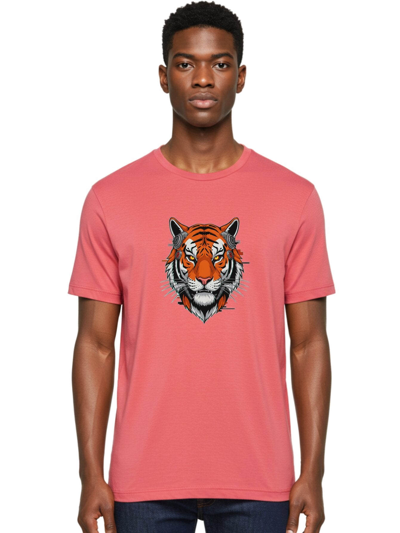 Tiger-Headphones Men'S Graphic Tee, 100% Cotton, Comfortable Casual Summer Wear, Machine Washable, Vintage Camera, Old Camera, Antique Camera, Black Camera, Classic Photography, Photography Equipment, Nostalgic Device, Film Camera, Camera Art Baq137 30